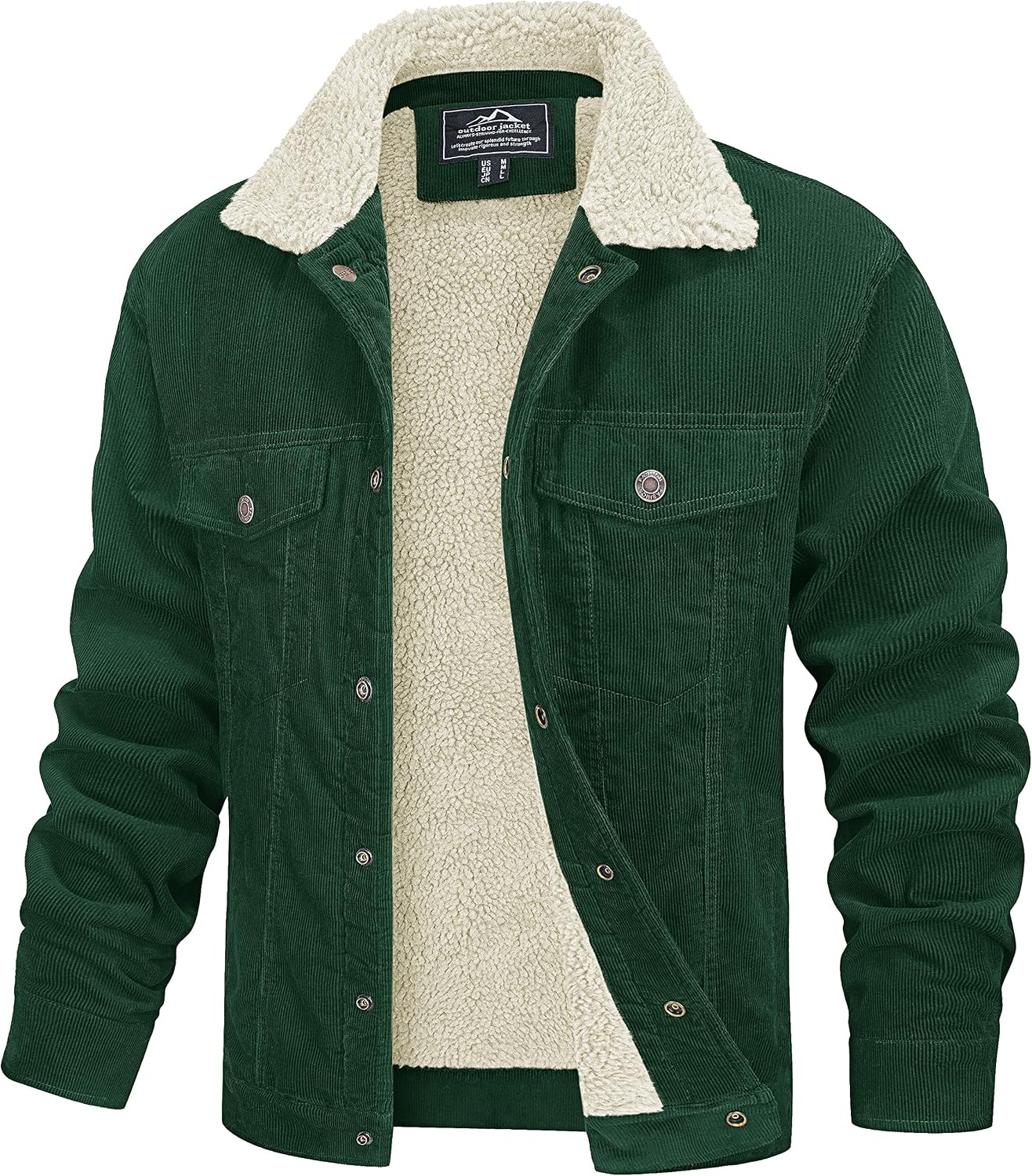 Detalle de MAGCOMSEN Men's Corduroy Sherpa Jacket, Cotton Coat with 5 Pockets