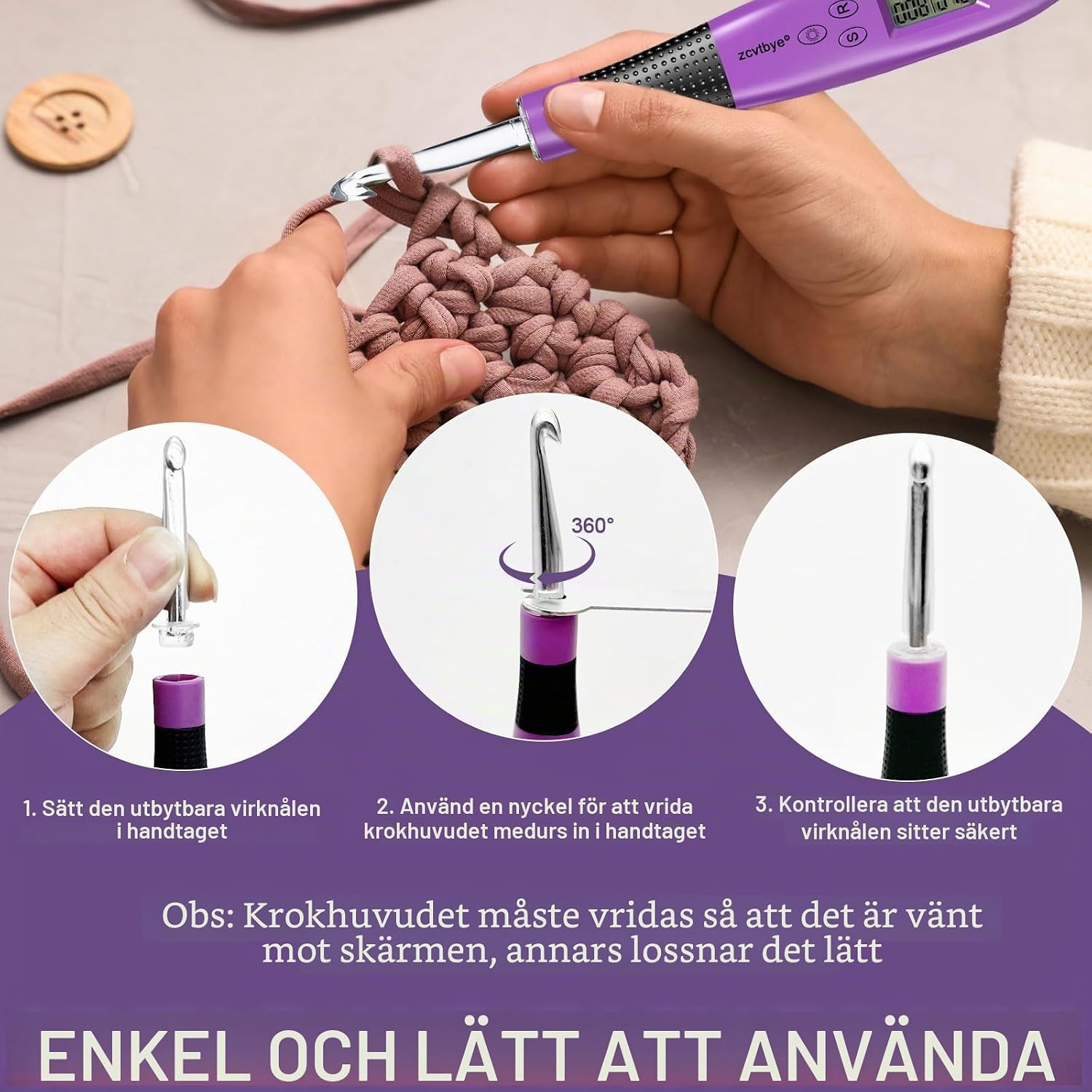 Thumbnail 4 de Transplant CCH-L4 virknålsset med LED-ljus, radräknare och 18 storlekar