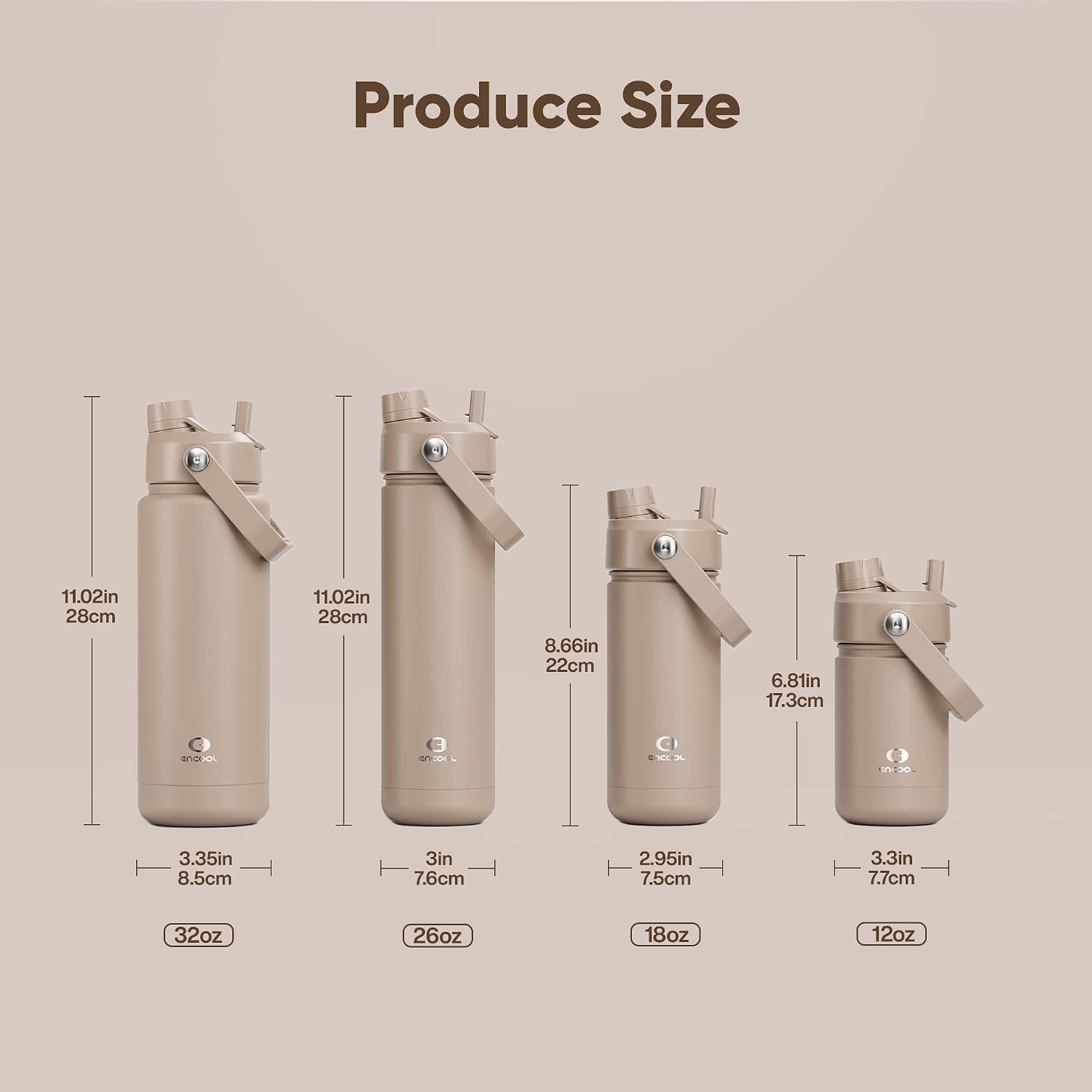 Thumbnail 5 de ENCOOL 26 oz Insulated Water Bottle with Straw 🚰