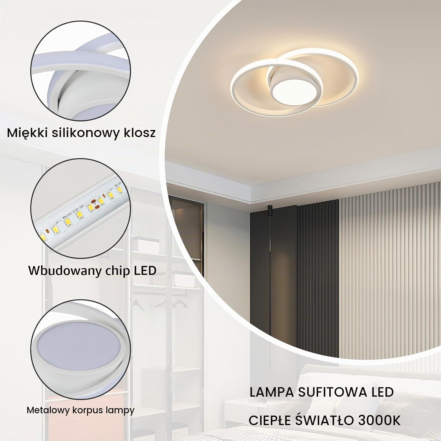Thumbnail 3 de Comely Comely30872723 – plafon LED 42 W, 4800 lm, 3000 K, 40 cm