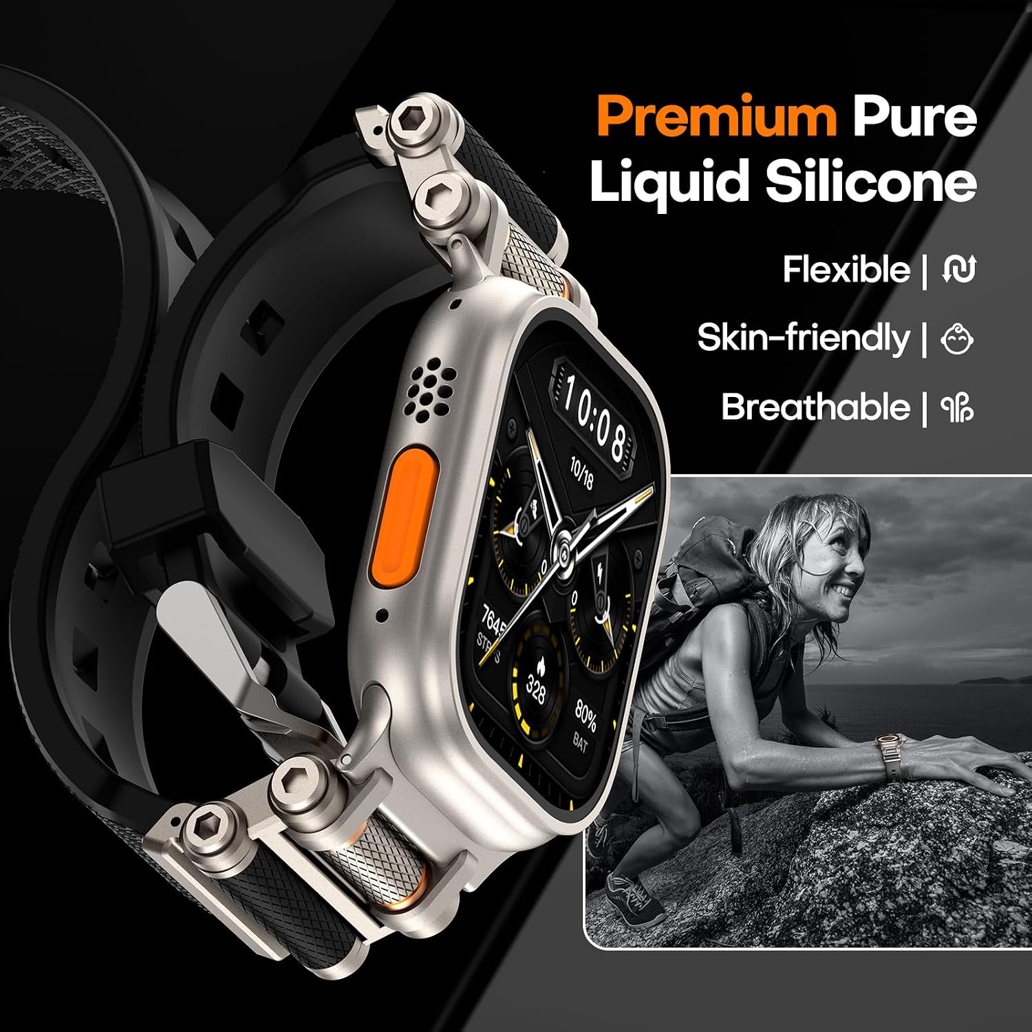 Thumbnail 2 de TAURI Silicone Apple Watch Ultra 49mm Strap