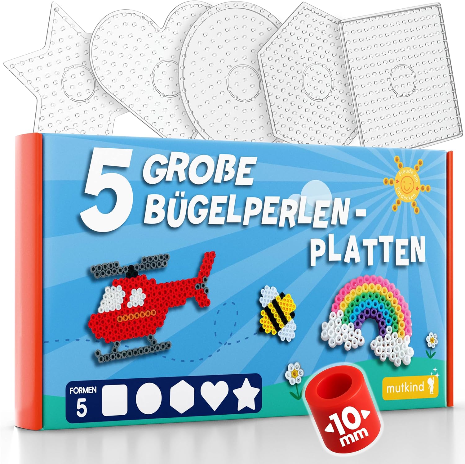 Detalle de MUTKIND 5x Bügelperlen Platten Groß 10mm