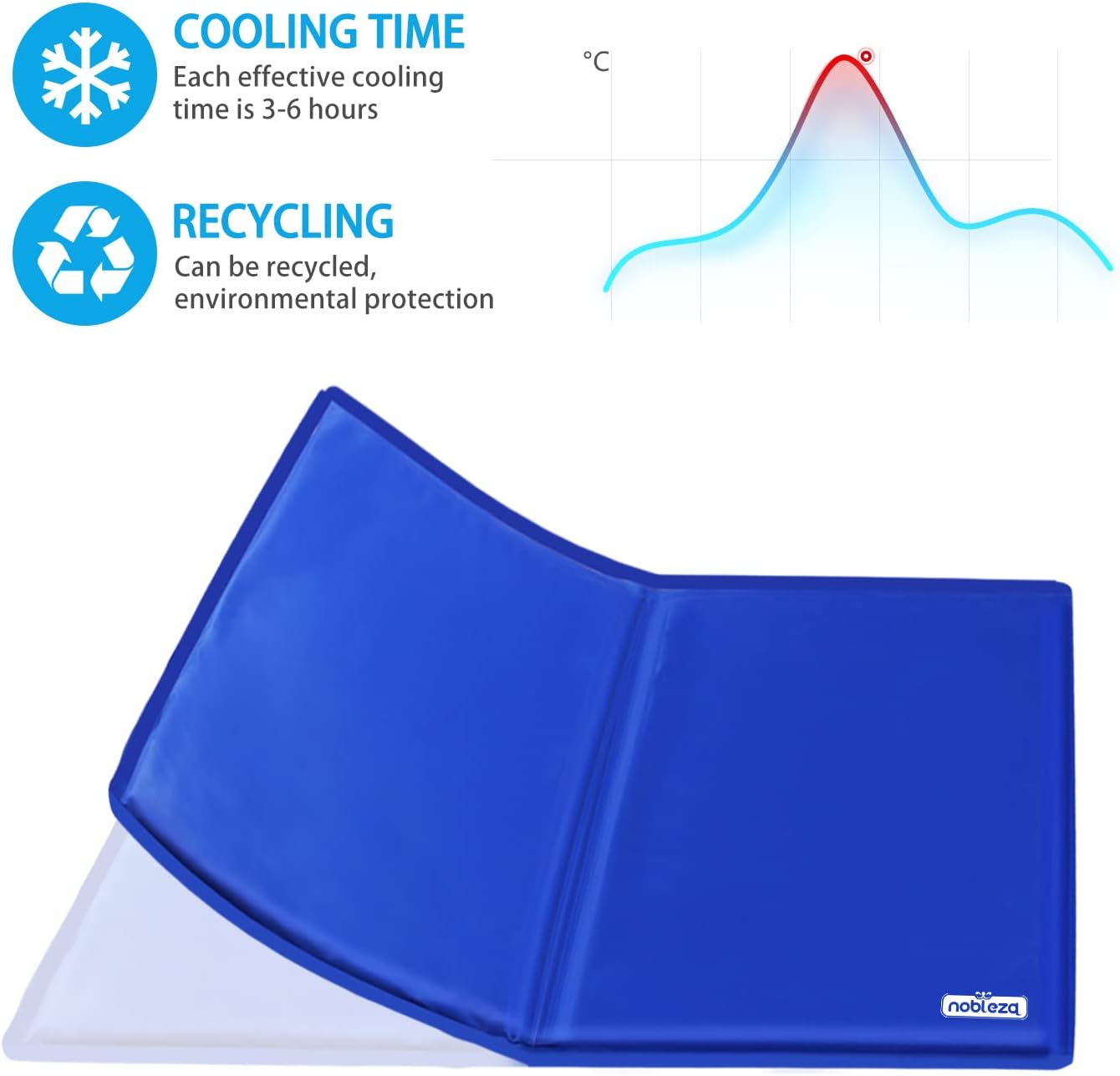 Thumbnail 3 de Nobleza tapis de refroidissement auto-rafraîchissant pour chiens et chats, gel non toxique (50 x 40 cm), bleu