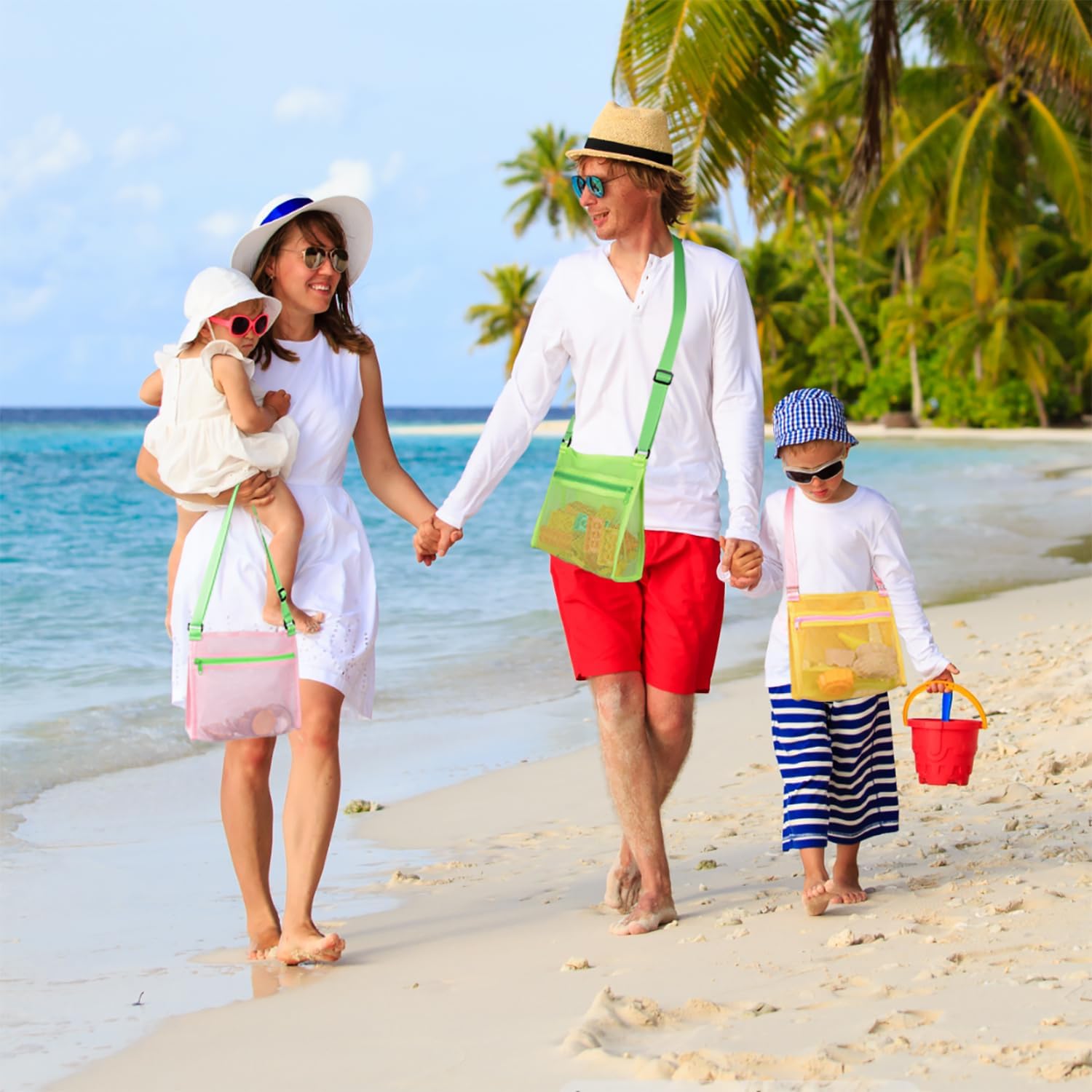 Thumbnail 5 de MUYIZI Mesh Beach Bag for Shells Collecting 3 Pack: Lightweight, Quick-Dry Shell Bags for Kids and Families