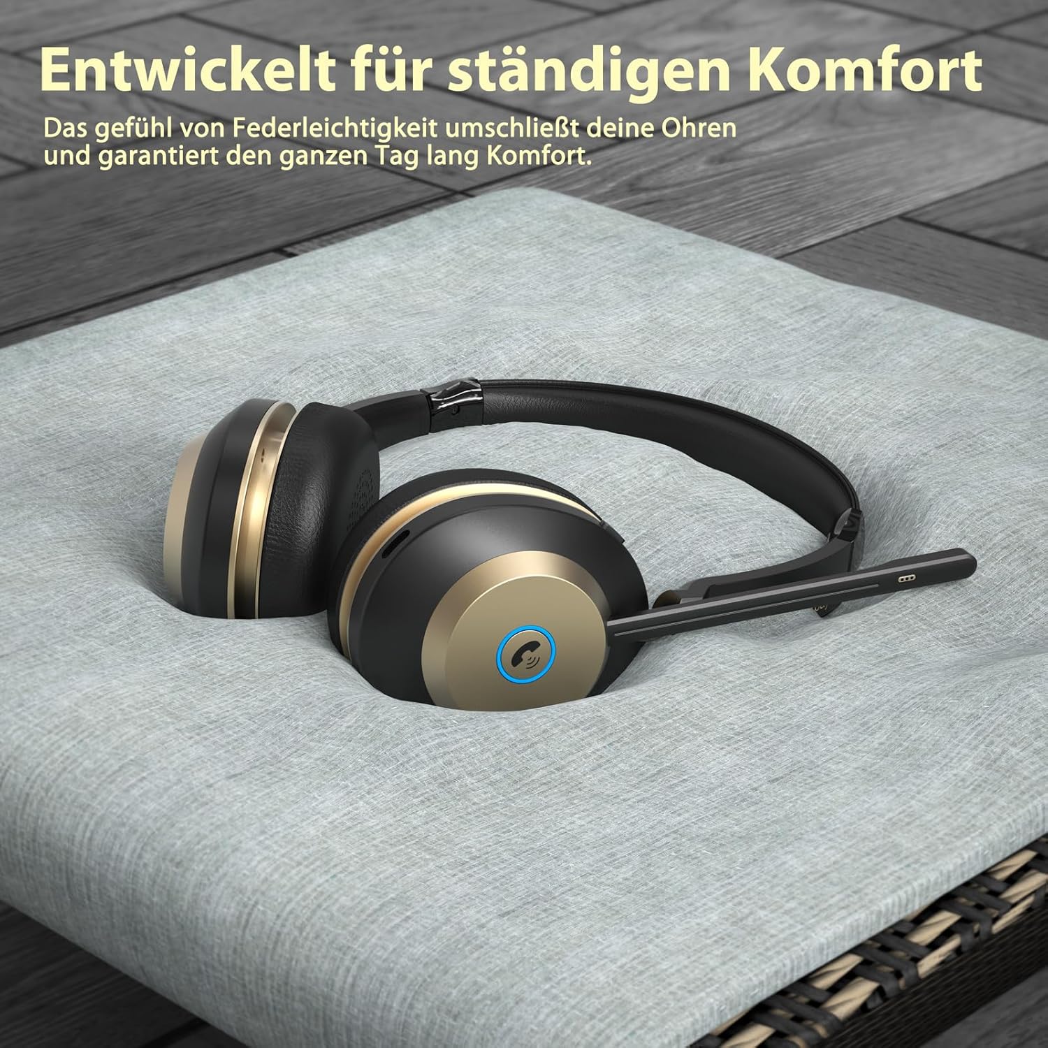 Thumbnail 5 de Earbay Kabelloses Headset mit AI Noise-Cancelling und USB-Dongle – Bluetooth Headset mit Mikrofon, Ladestation und Stummschaltung