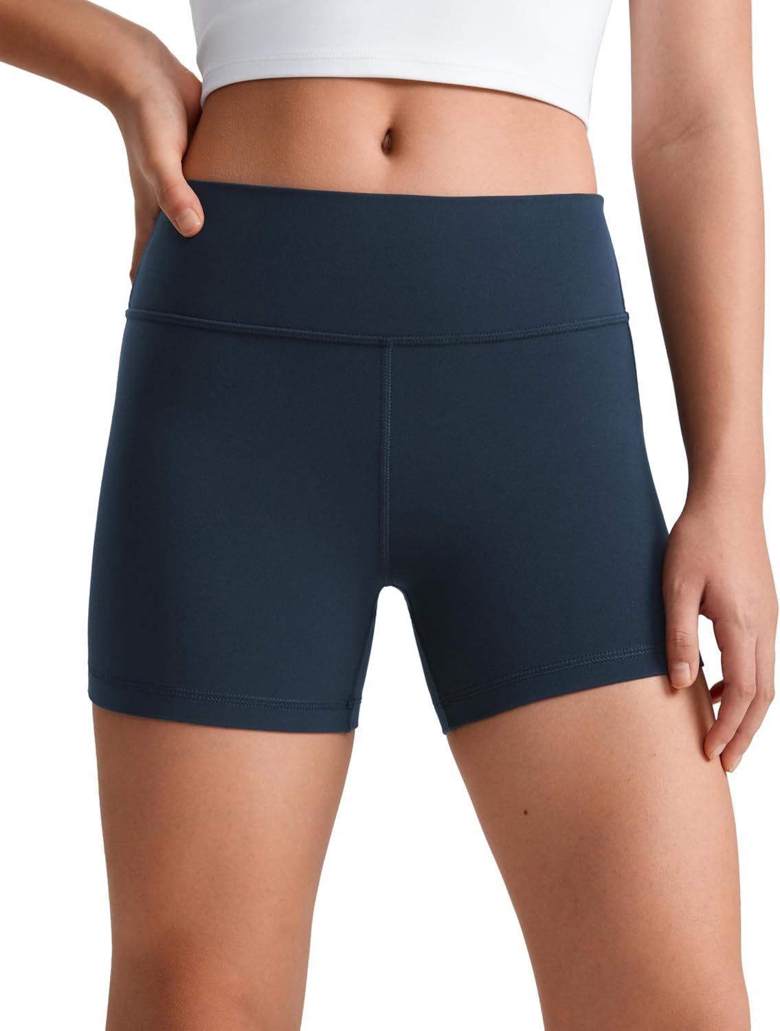 Detalle de CRZ YOGA Ragazze Butterluxe Athlétique: pantaloncini motard a vita alta per danza, yoga e sport