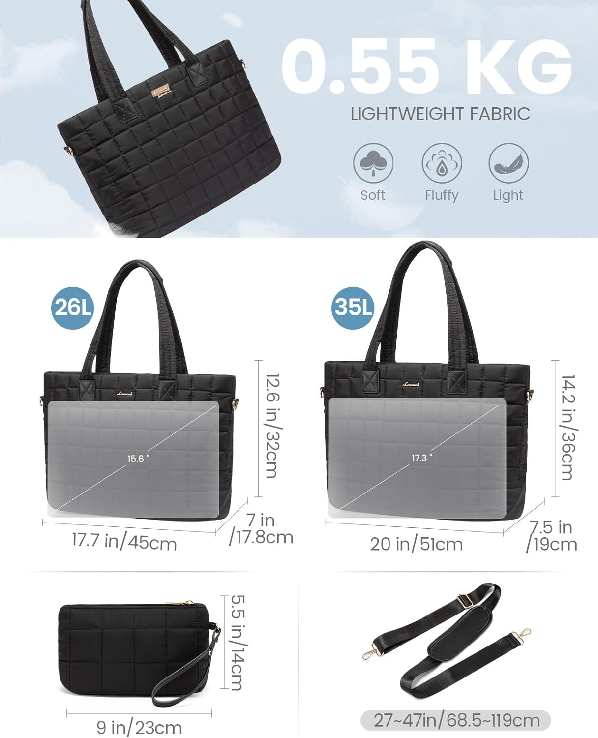Thumbnail 3 de LOVEVOOK Tote Bags for Women: Large Work Bag with 17.3" Laptop Compartment and 35L Capacity