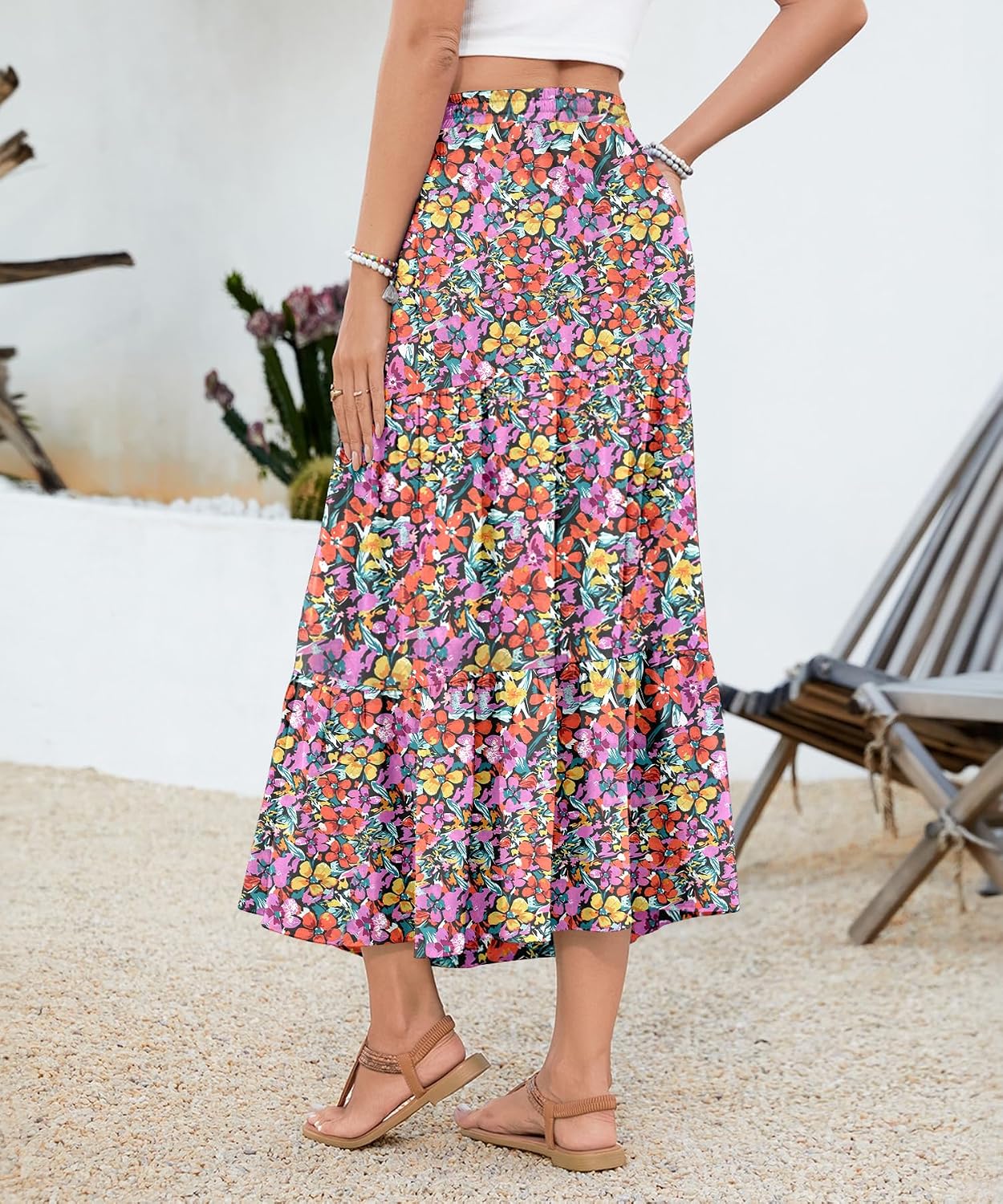 Detalle de YSYOKOW Women's Maxi Skirt in Polyester