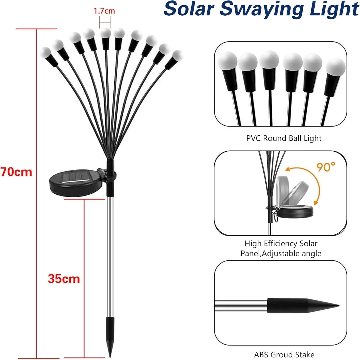 Detalle de Cnulenzt Solar Lichterkette Outdoor, 4 Stück – 10LED Gartenleuchten, IP65, Warmweiß