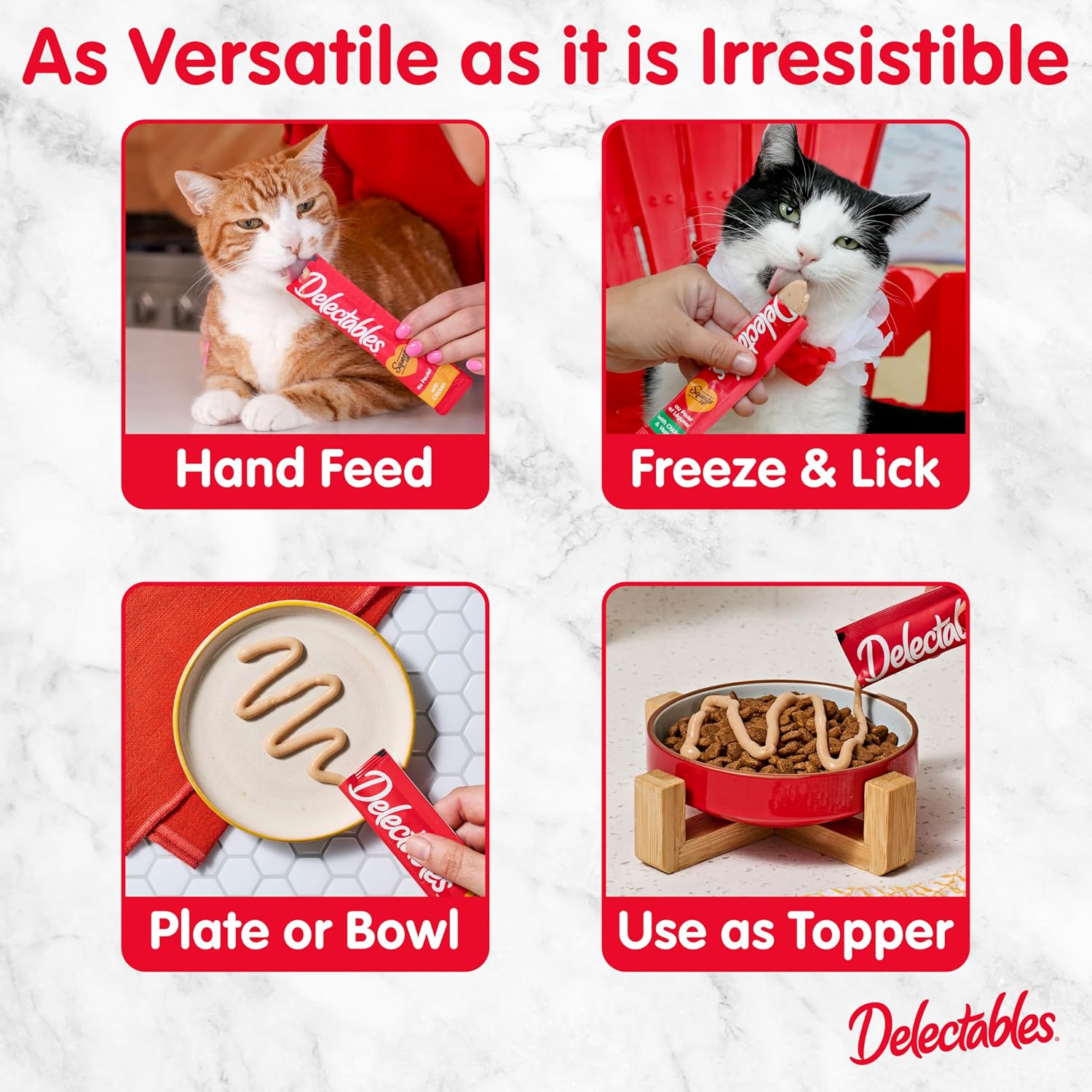 Detalle de Delectables Squeeze Up Variety Pack: Creamy Squeezable Puree Cat Treats (24 Tubes)