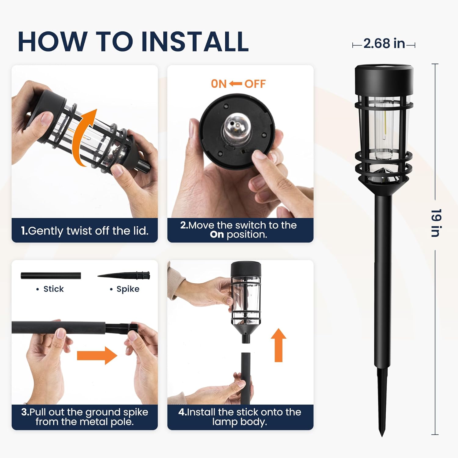 Thumbnail 5 de GIGALUMI Solar Lights Outdoor Garden 8 Pack – Waterproof warm white solar pathway lights