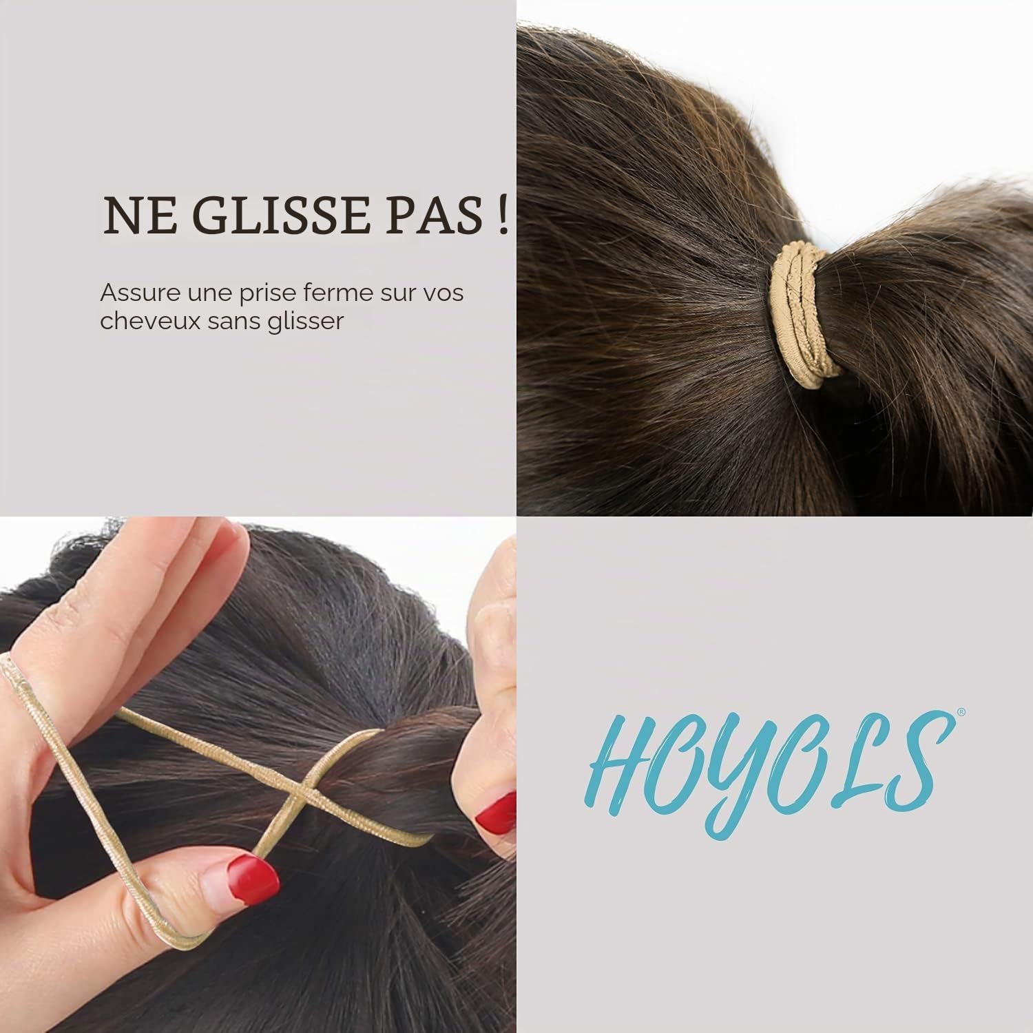 Detalle de HOYOLS Lot de 50 élastiques à cheveux tressés sans métal 4 mm – Blond clair