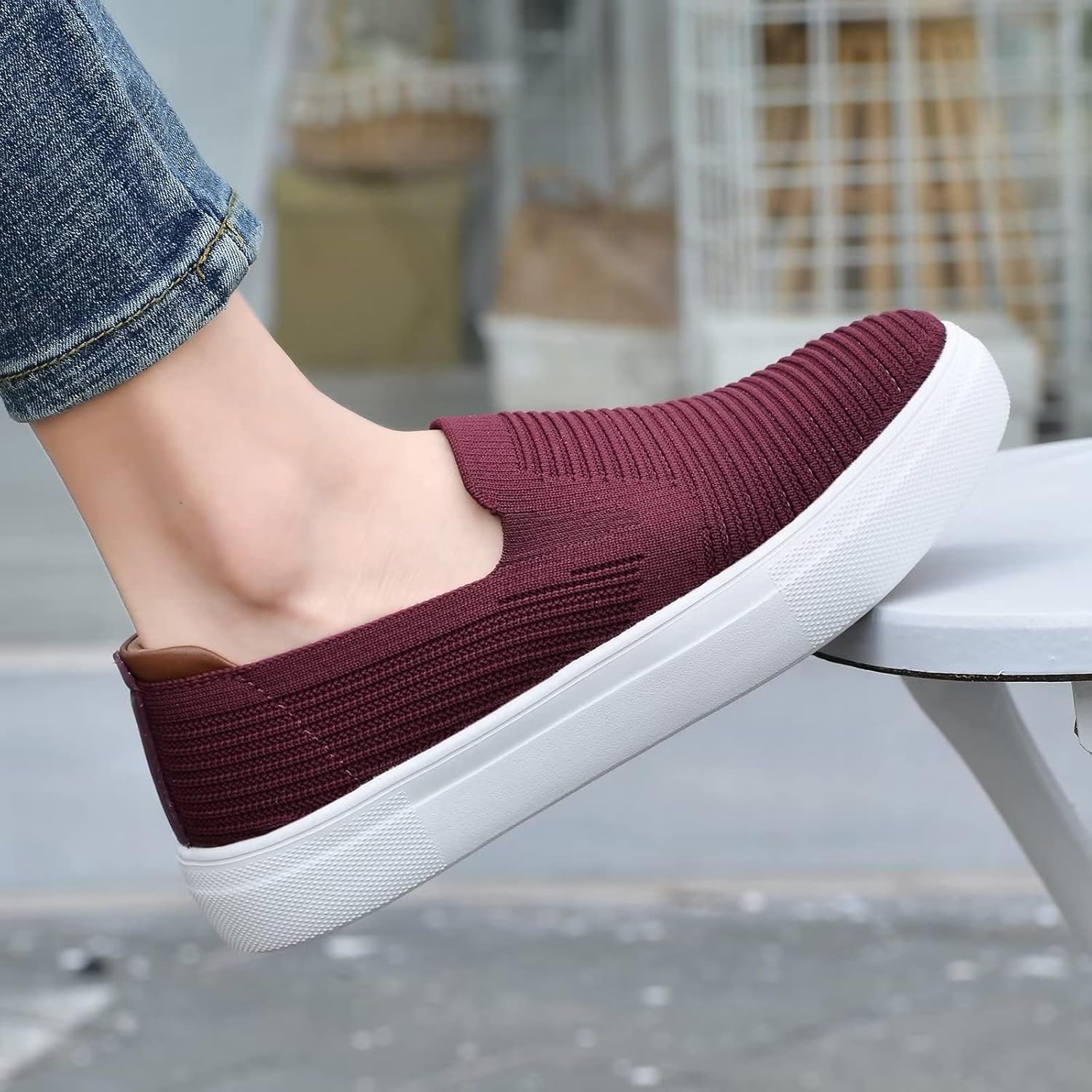 Thumbnail 3 de Konkordanter Damen-Slip-On Sneaker von konhill – atmungsaktiver Strickstoff, leichte EVA-Sohle