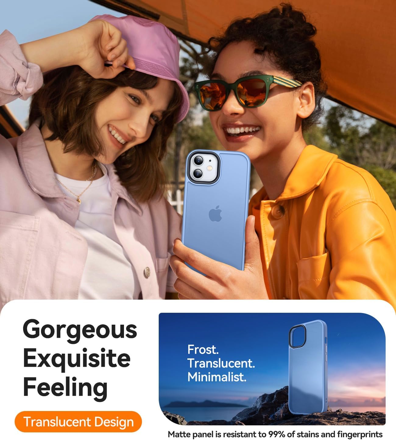 Detalle de CANSHN Cover Opaca per iPhone 11, Bordo Quadrato, Custodia Traslucida Opaca Antigraffio