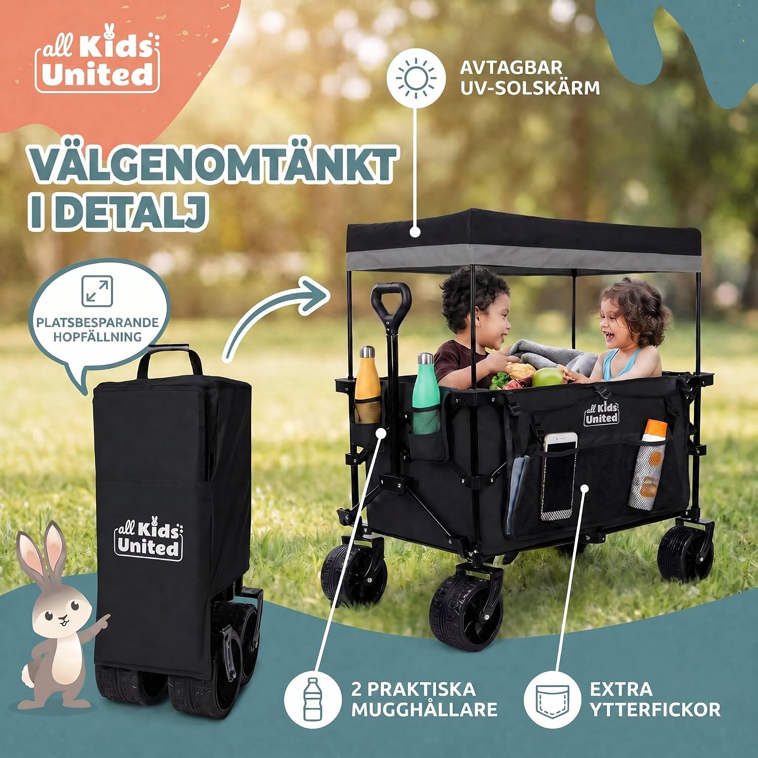 Thumbnail 4 de all Kids United® hopfällbar transportvagn med 90 liter, 150 kg och XXL-hjul