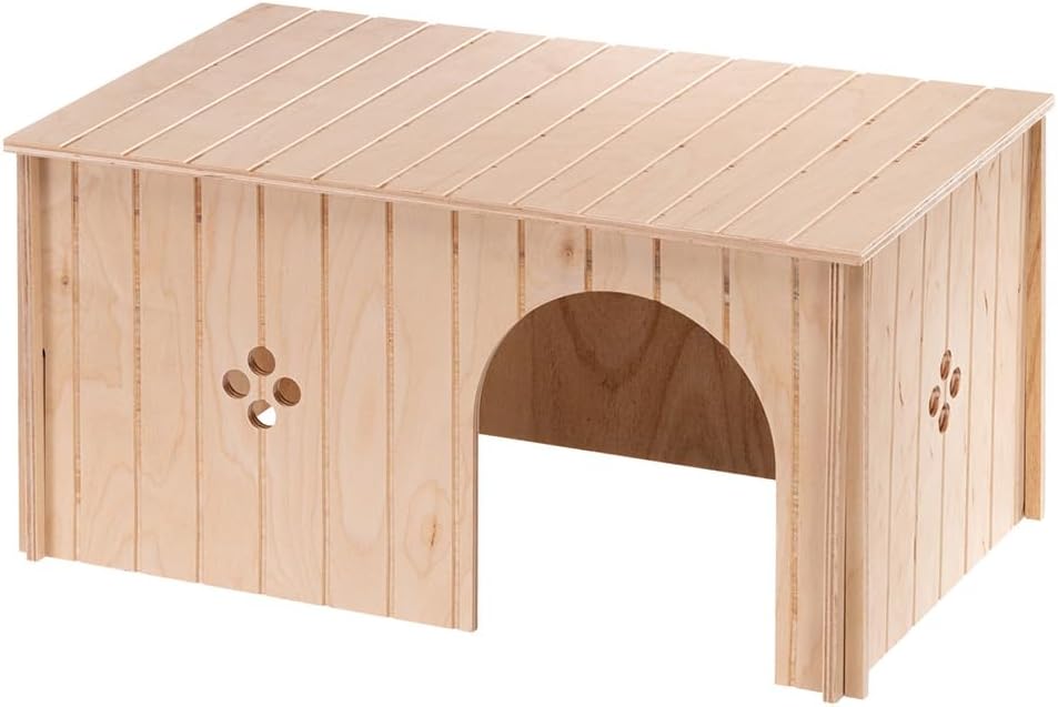 Detalle de Ferplast Wooden House for Rabbits, Guinea Pigs & Hamsters (Size XXL) – FSC® Wood, Ventilation Window