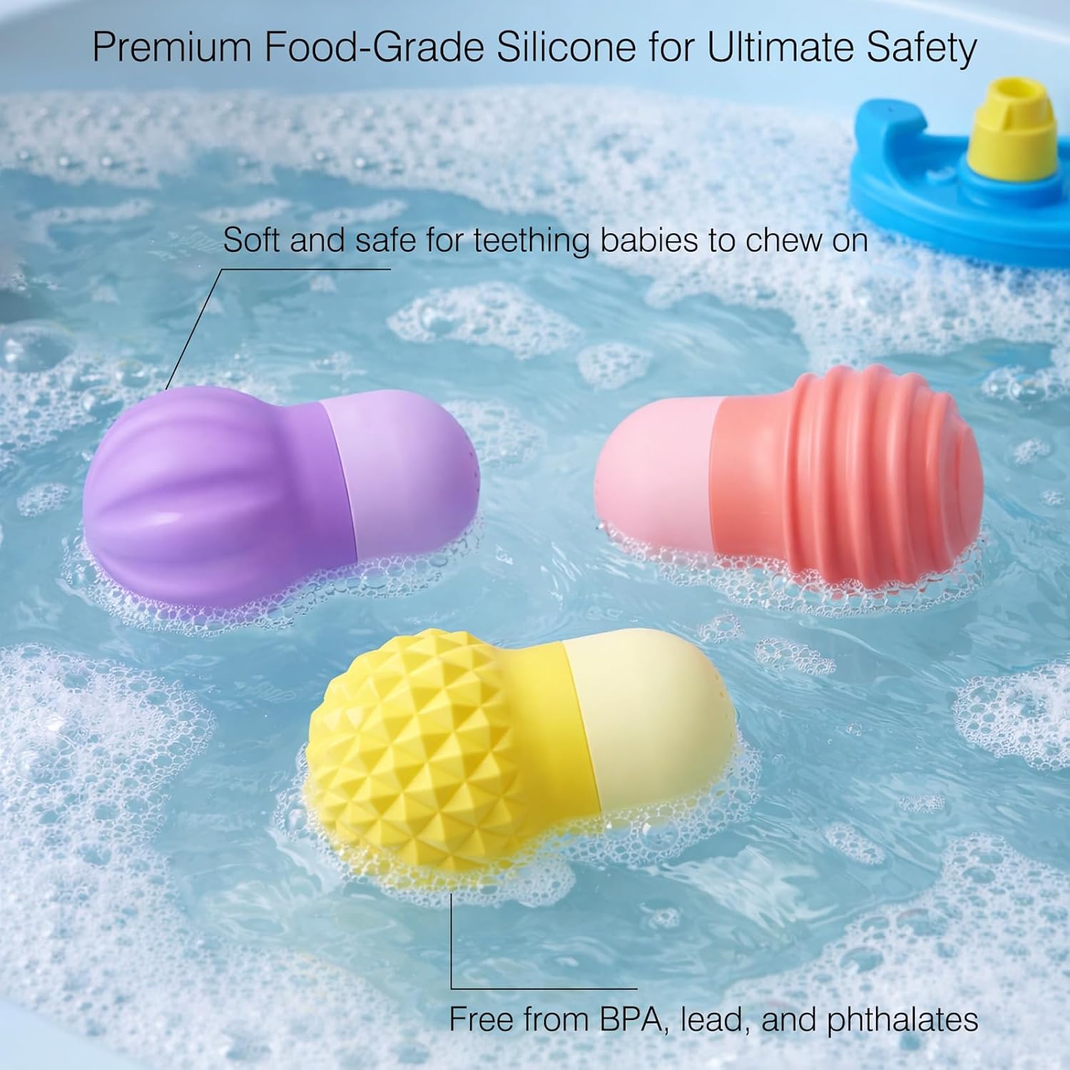 Thumbnail 2 de Sensory Squeezing Water Bath Toys for Toddlers – 3-Piece Silicone Bath Toys with Water Jet Action