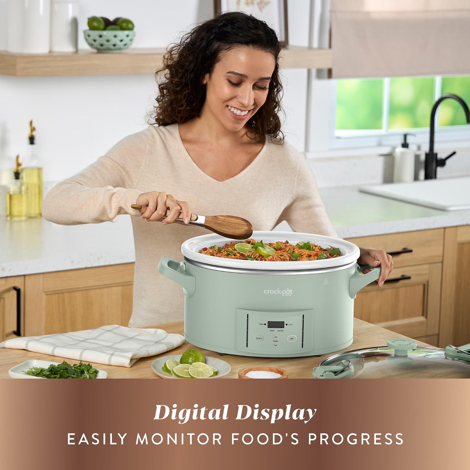 Detalle de Crock-Pot Design Series 7-Quart Programmable Slow Cooker, Desert Sage Green