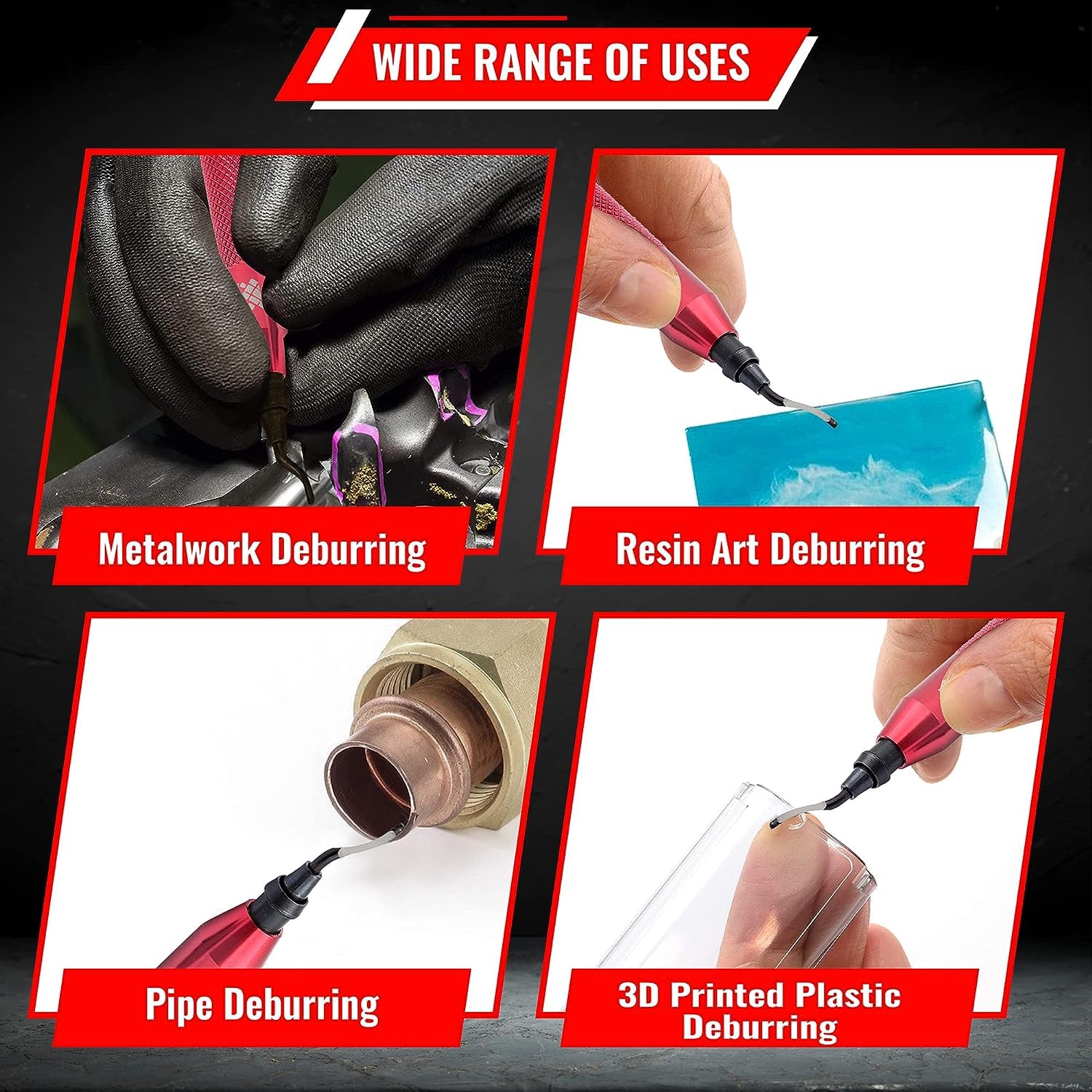 Detalle de AFA Tooling Deburring Tool Kit with 31 HSS Blades (BS1010, BK3010 & BS1018) for Copper Pipes, Plastics and Metal Work