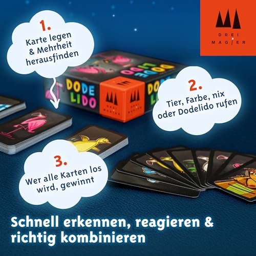 Detalle 2 de Schmidt Spiele 40879 Dodelido, Drei Magier Kartenspiel – Schnelles Karten-Partyspiel für 2–6 Spieler