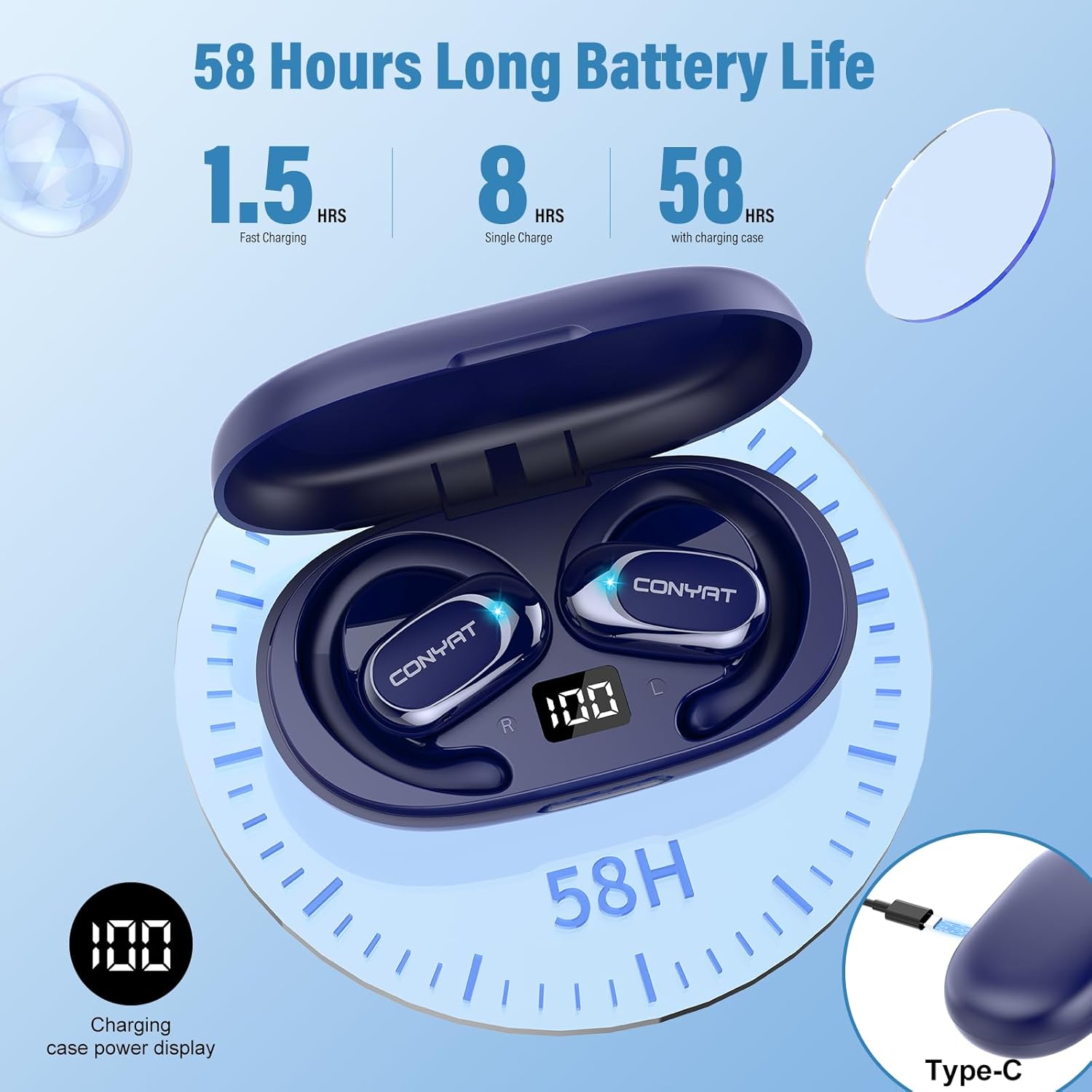 Thumbnail 4 de Conyat X7 AI language translation earbuds (open-ear) with real-time AI modes, 164 languages and ENC calls