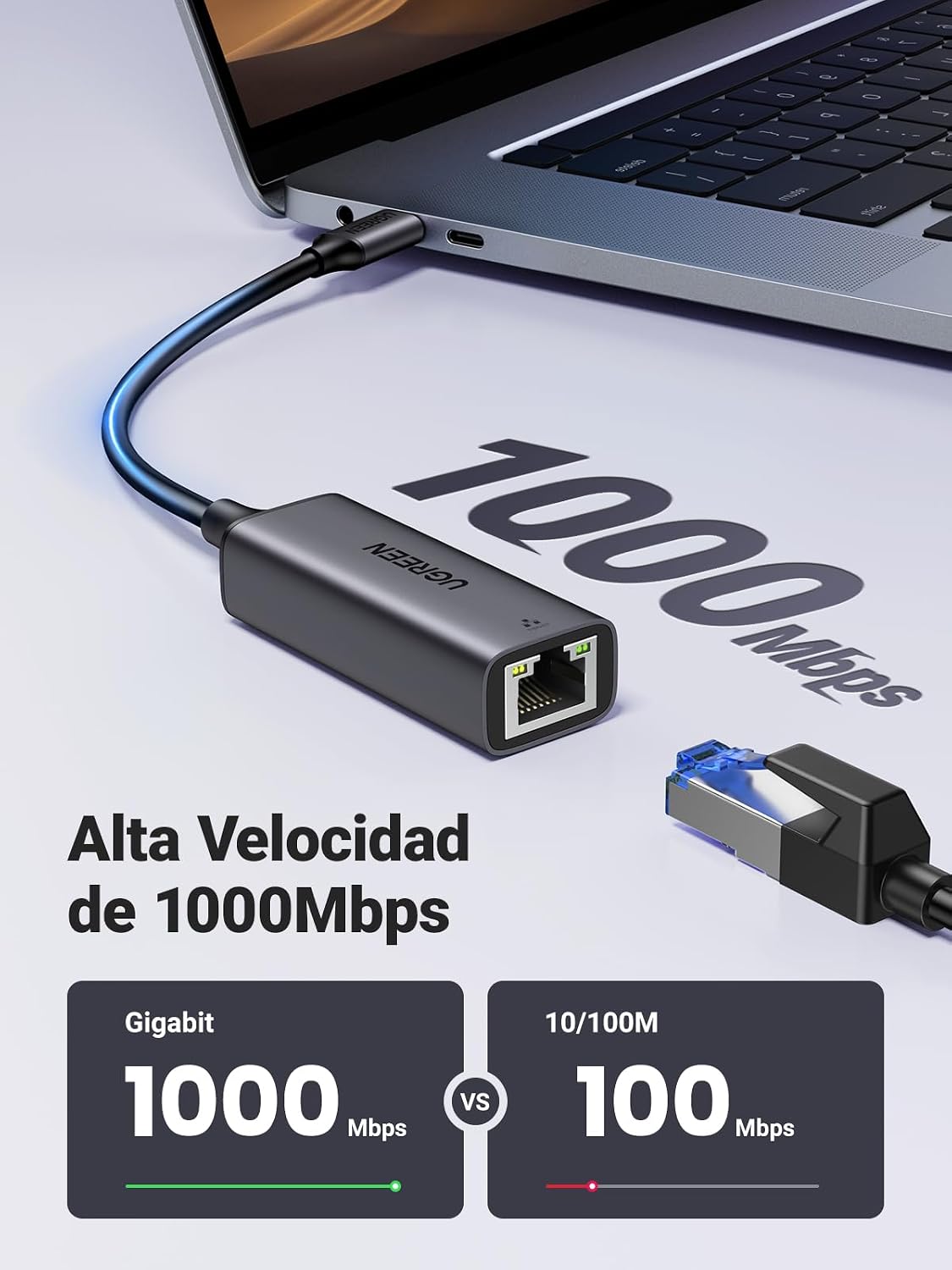 Thumbnail 1 de UGREEN Adaptador USB-C a RJ45 🌐 Ethernet Gigabit 1000Mbps