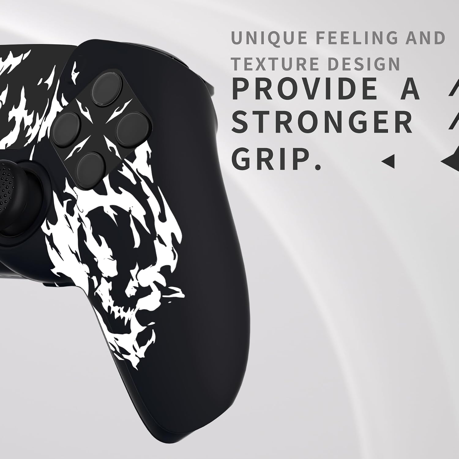 Detalle de PlayVital Design for PS5 Controller Skin Cover with Charging Station (Pure Series, Carving Fire Skull)
