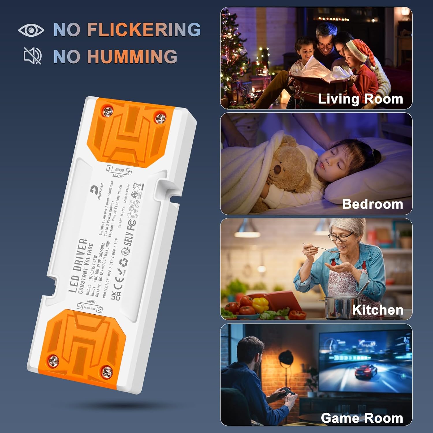 Detalle 2 de DUSKTEC 12V LED Driver 15W Slimline Transformer (240V AC to 12V DC)