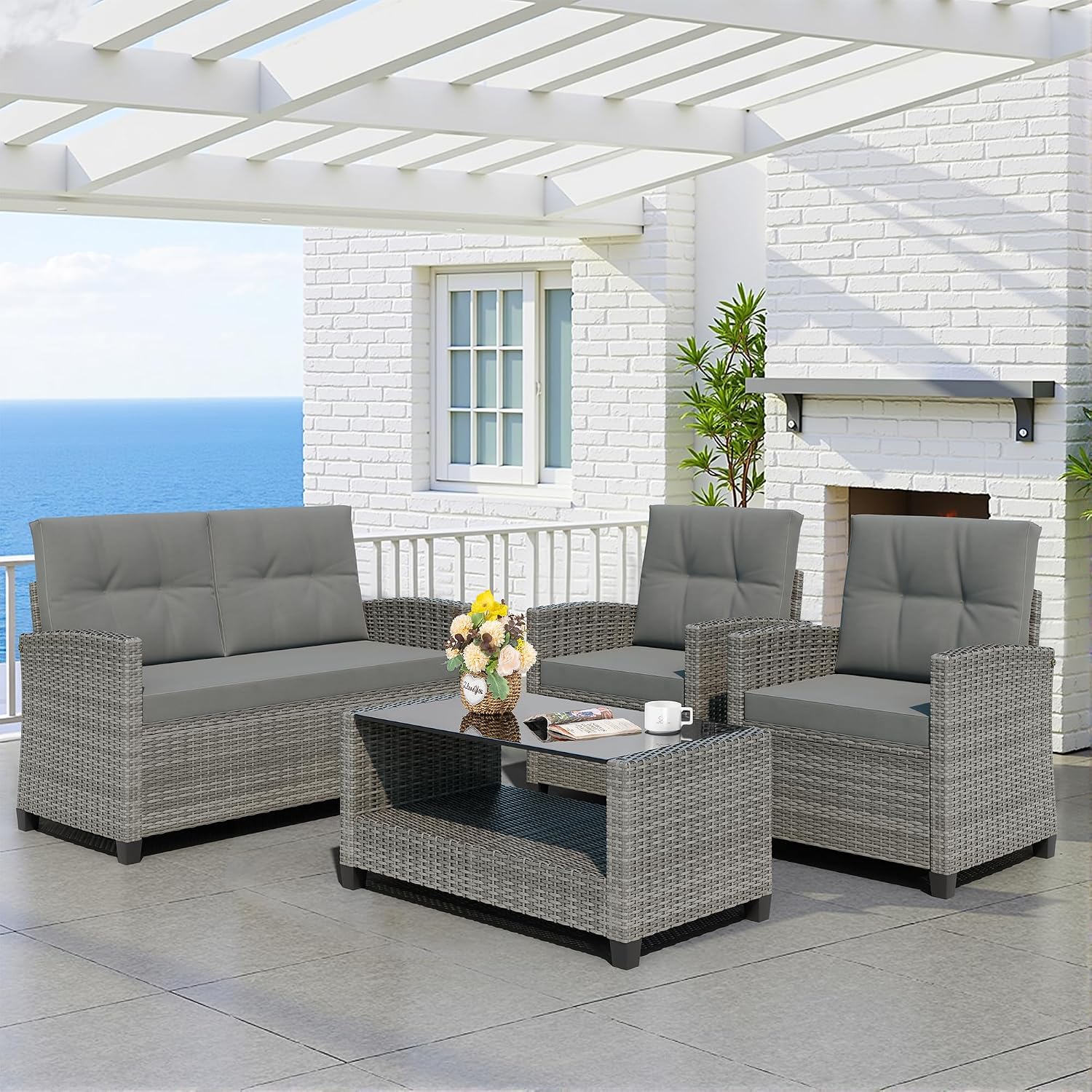 Detalle 2 de Shintenchi Patio Furniture Set with Rattan