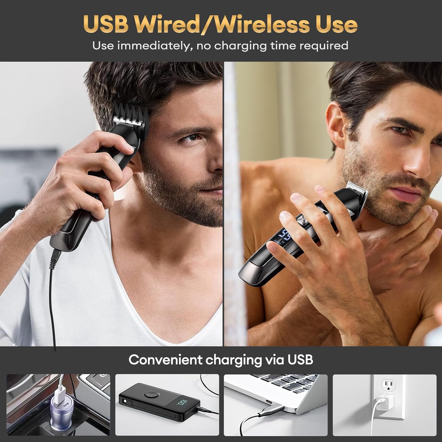 Detalle de 6-in-1 Beard Trimmer Men: Cordless Grooming Kit for Face, Nose, Body and More