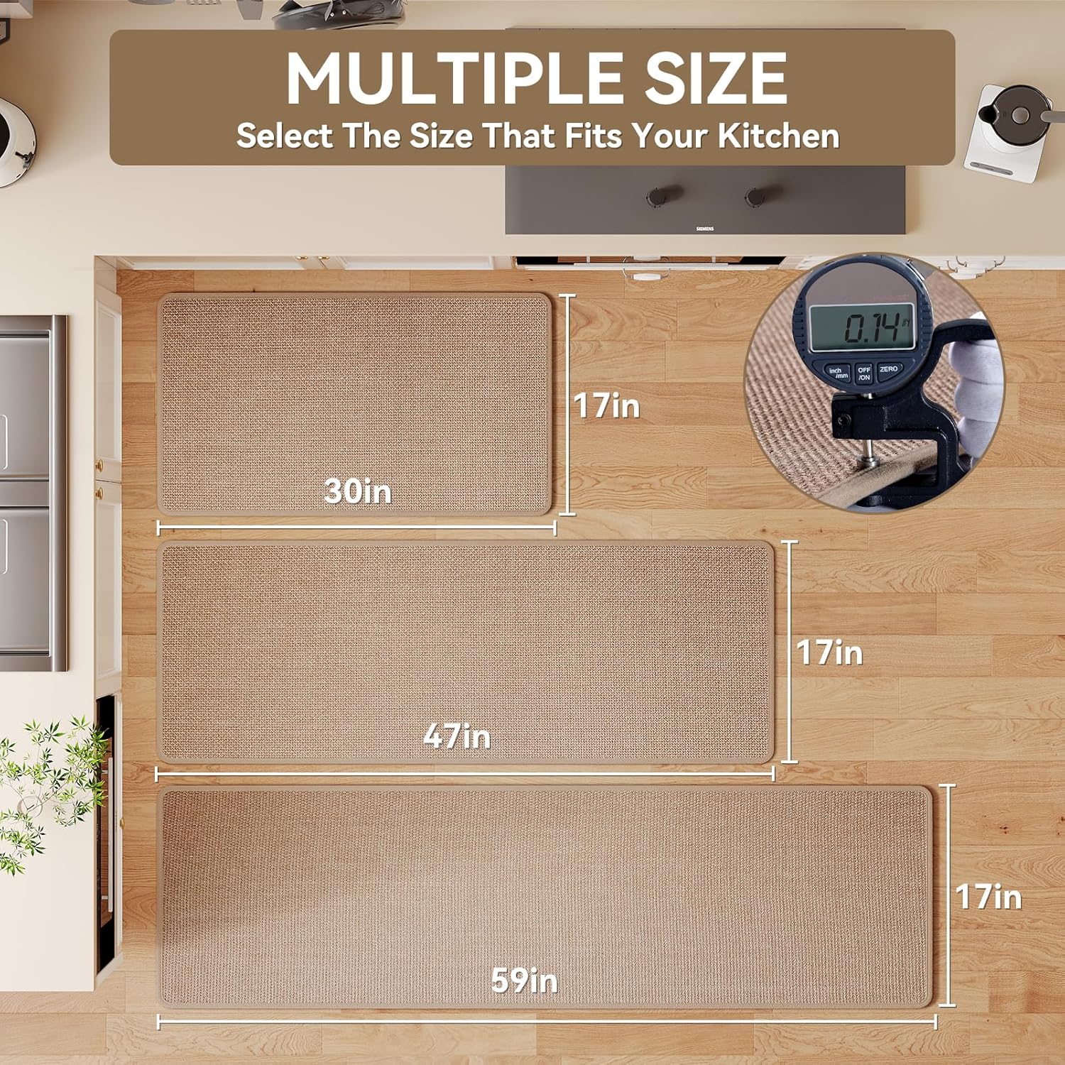 Detalle 2 de YDKGL Kitchen Rug 17x30 🏠