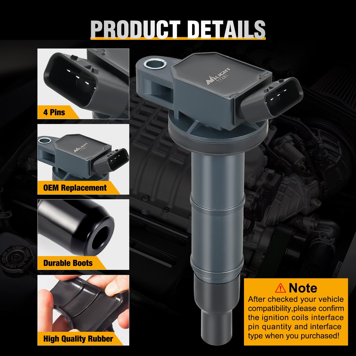 Thumbnail 4 de Nilight Ignition Coil Pack Set of 4 for Toyota