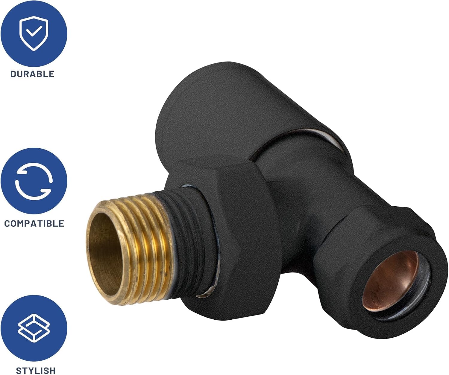 Thumbnail 3 de VANCOCO 4Pcs 1/2"×15mm Anthracite Grey Angled Manual Radiator Valves