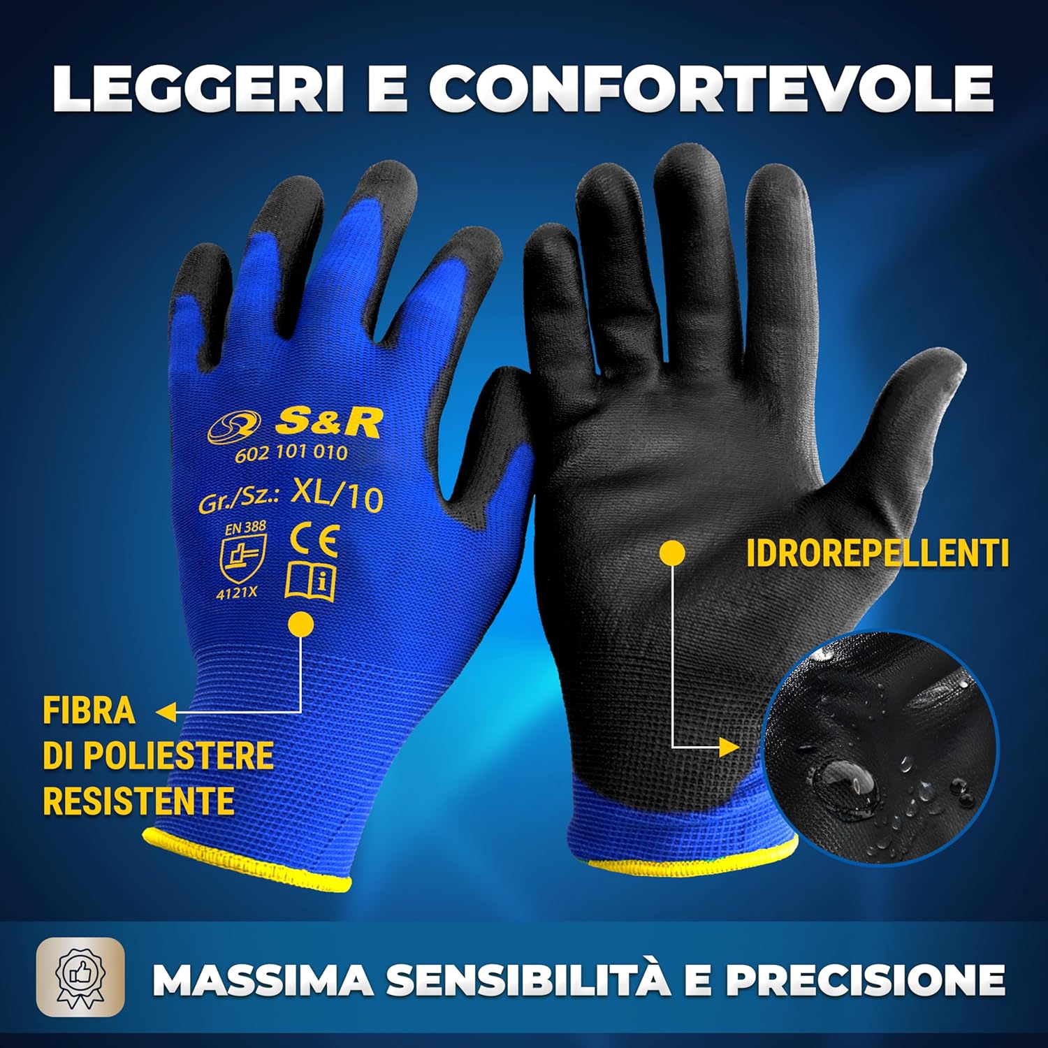 Thumbnail 2 de S&R Guanti da Lavoro 12 Paia XL 10 – Guanti leggeri in PU per giardinaggio e bricolage, protezione e destrezza