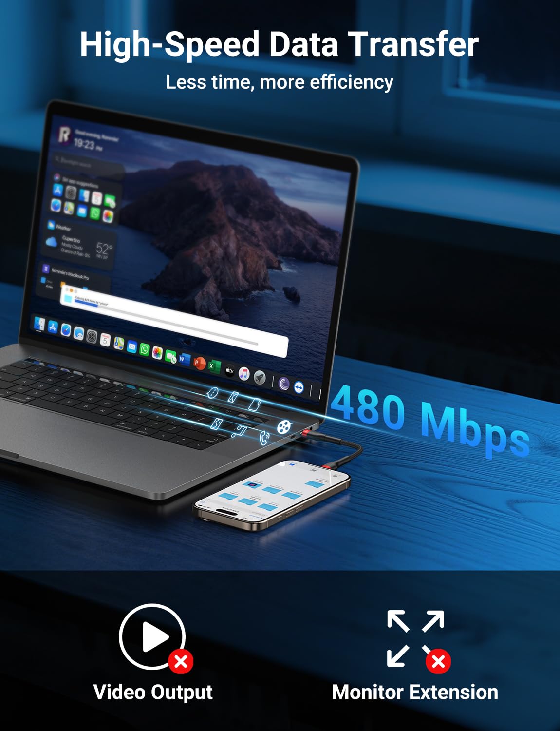 Thumbnail 3 de PD 60W Short USB C Cable 6in pack