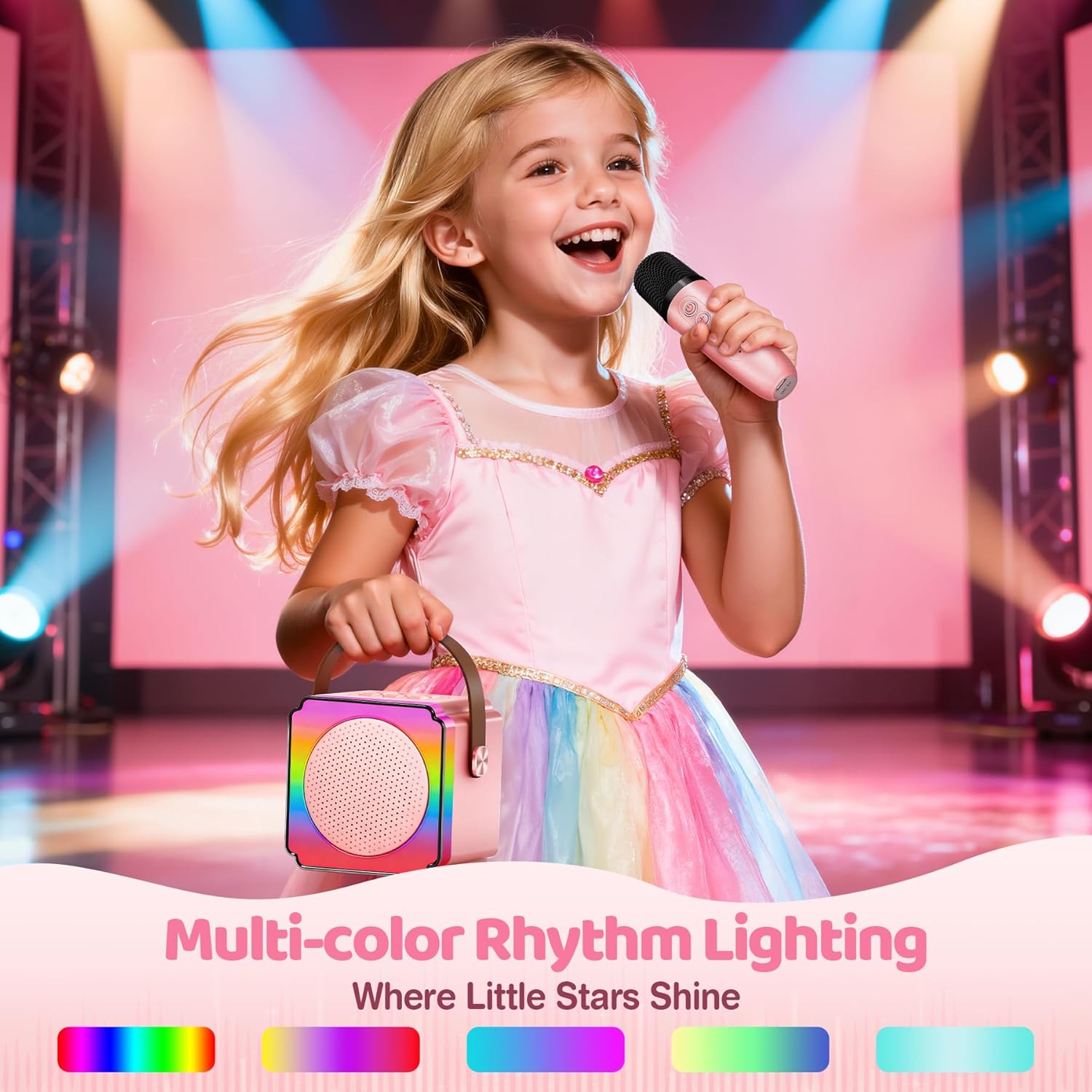 Thumbnail 2 de Gontence Karaoke con Microfono: Karaoke Bluetooth a 2 microfoni per bambini 3–15 anni
