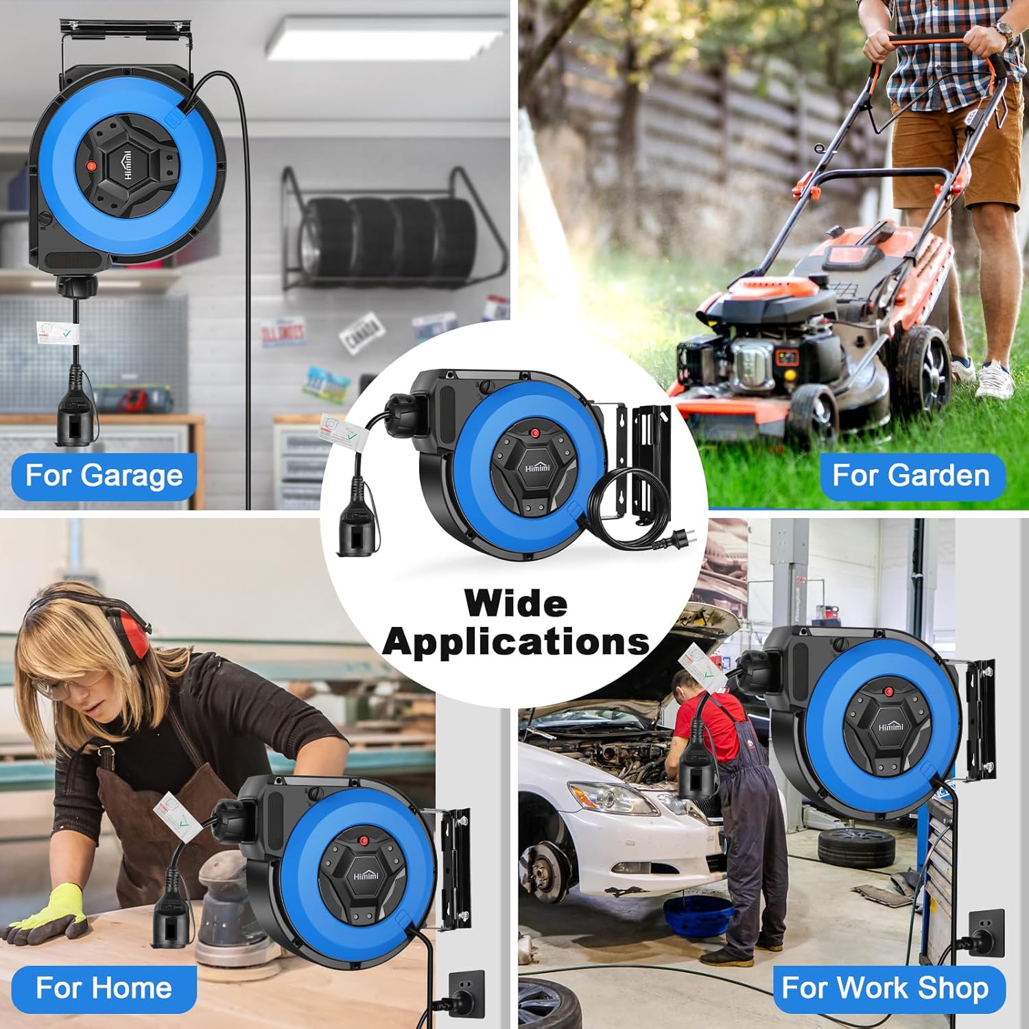 Thumbnail 6 de Himimi Automatik-Kabeltrommel mit Halterung 15 m + 2 m, 1500–3000 W, IP44 (Wand/Decke, 180° drehbar)