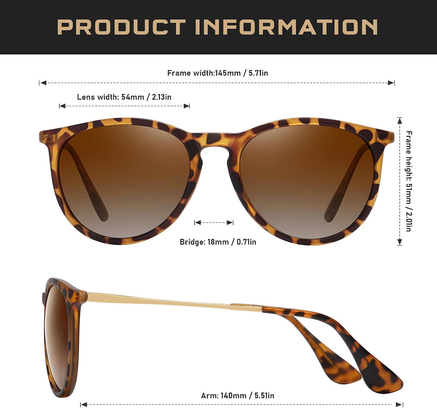 Thumbnail 4 de kunchu Sonnenbrille Damen Polarisierte Rund UV400 Retro