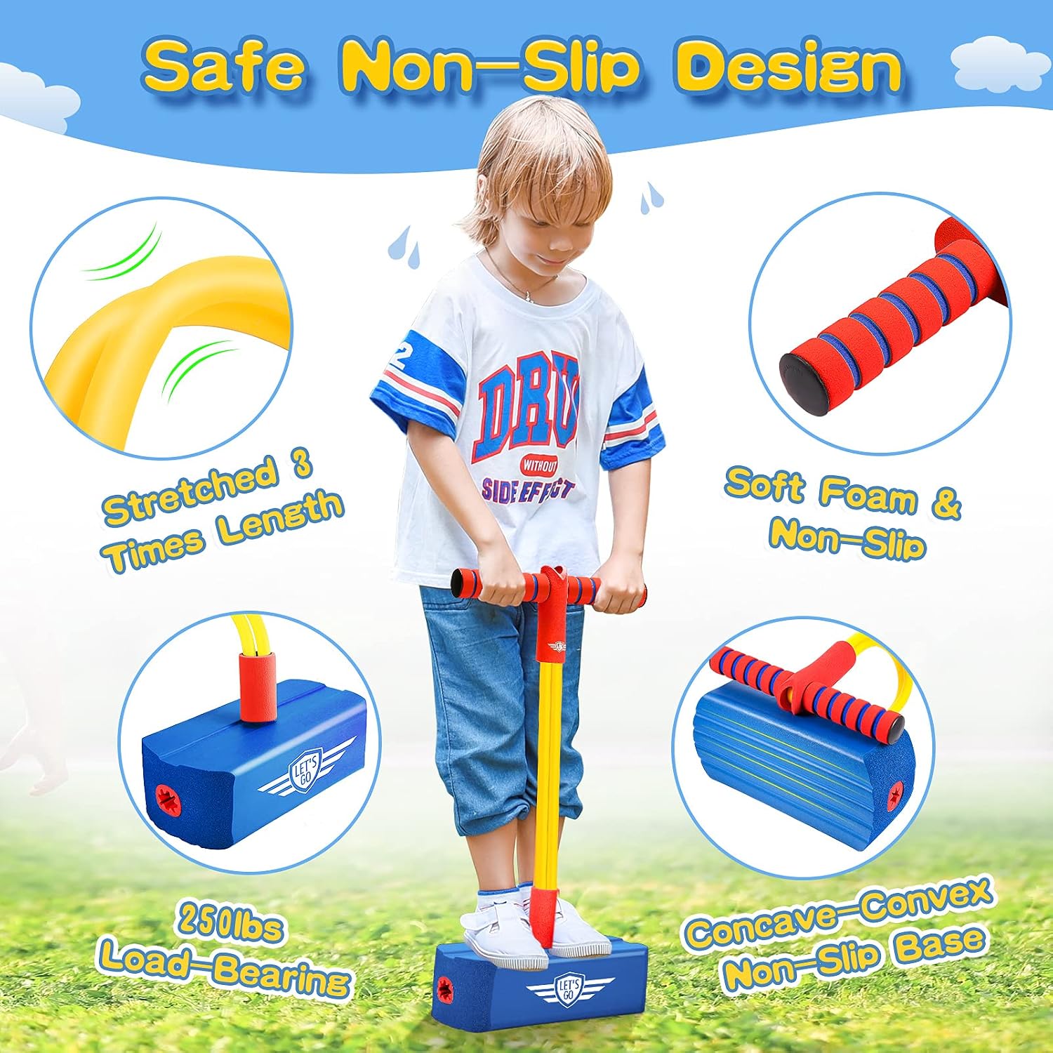 Thumbnail 3 de Toyzey foam pogo jumper stick for children aged 3–12 (blue) – birthday and outdoor gift