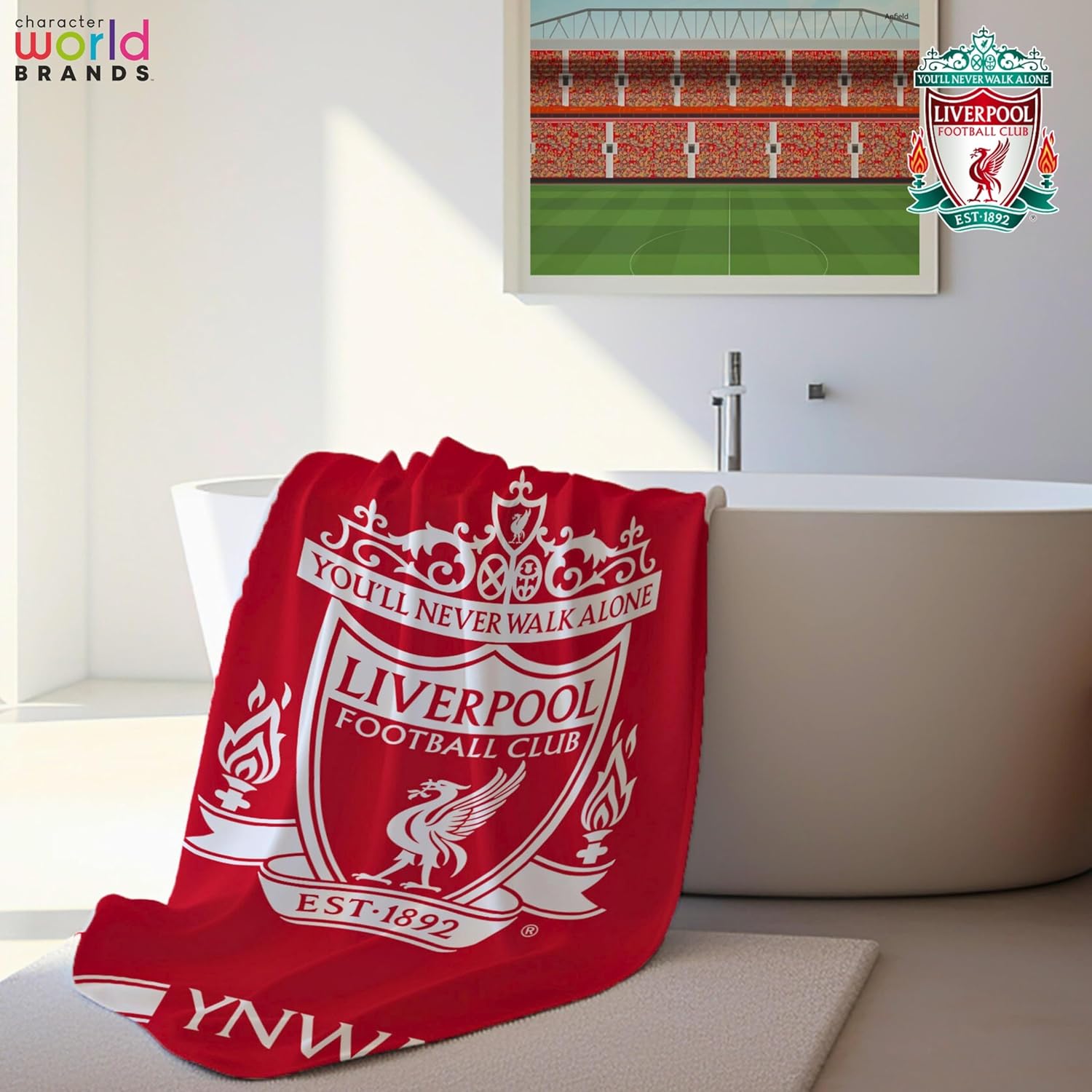 Detalle de Liverpool FC Official Towel 75 x 150 cm – 100% Cotton, Quick-Dry, Official Merchandise
