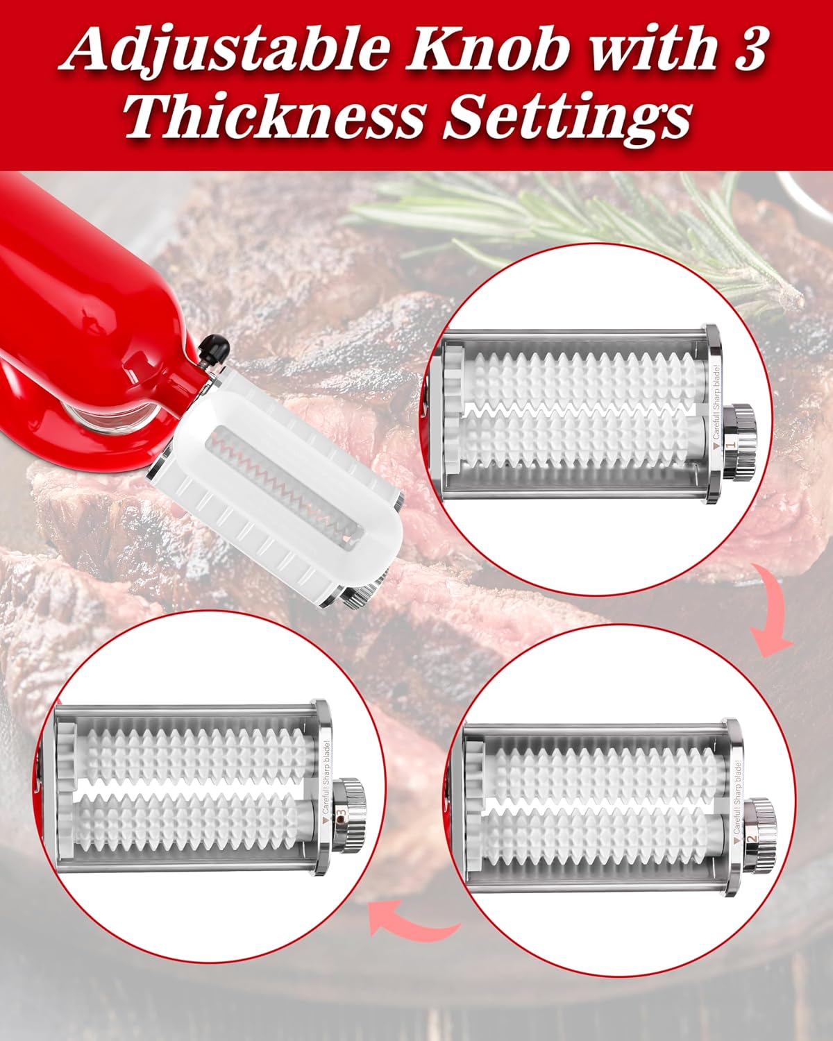 Detalle de RAFBAR R82210 Meat Tenderizer Attachment for KitchenAid & Cuisinart Mixers
