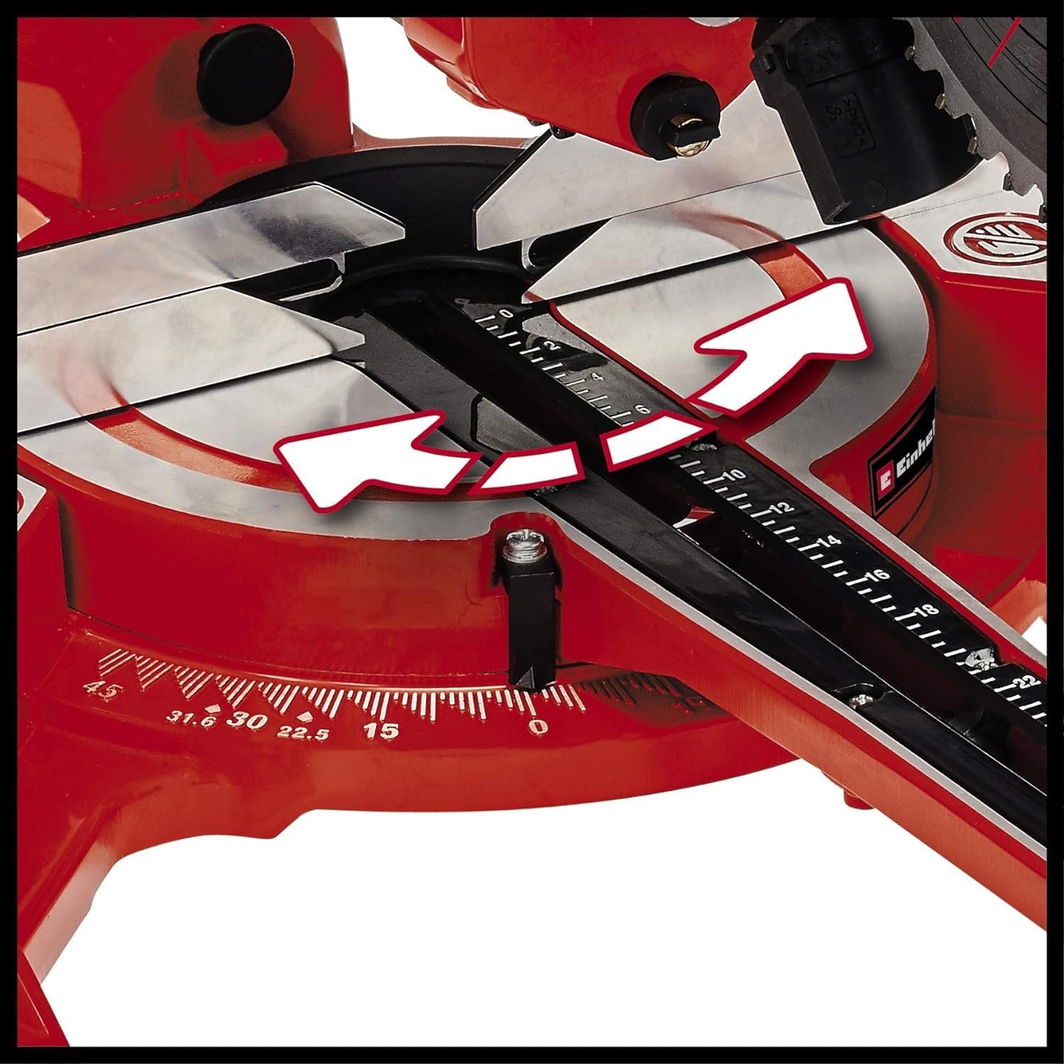 Detalle 2 de Einhell Dual Bevel Sliding Mitre Saw 1800W (TC-SM 2131/1) with Laser, 45° Mitre, 47° Bevel