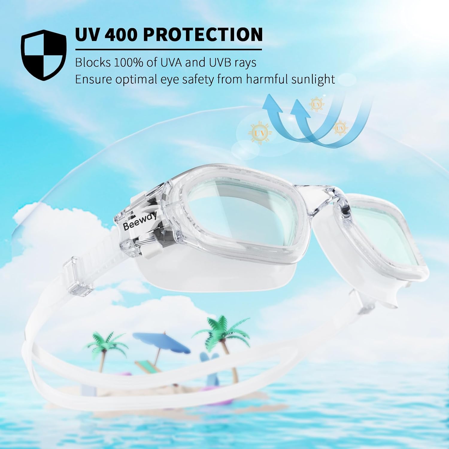 Detalle 2 de BEEWAY Kids Swimming Goggles 6-14 Wide View