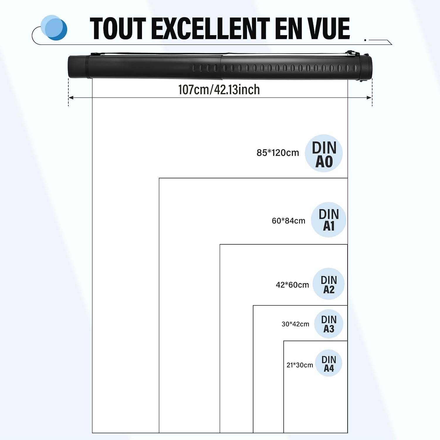 Detalle 1 de DEWEL R0711-CEA-FT-FR telescopische posterrol, 62–107 cm, zwart