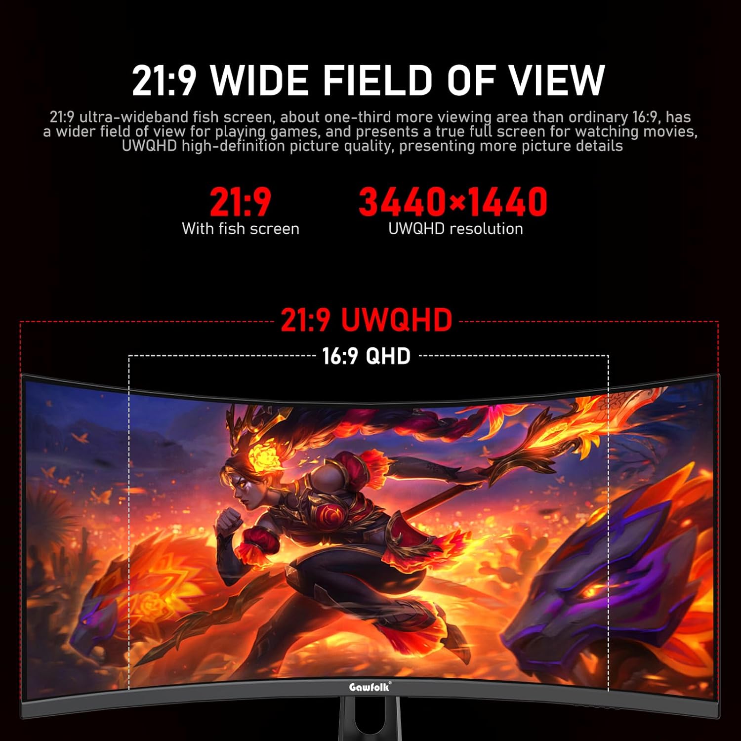 Thumbnail 1 de Gawfolk 34in Ultrawide Monitor 180Hz