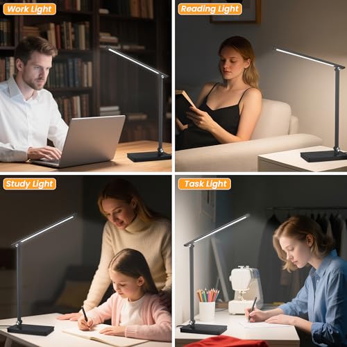 Detalle de Akynite Lámpara de Escritorio LED con Control Táctil y USB-C – 42 LED, 5 colores, 10 intensidades, 45 min de temporizador