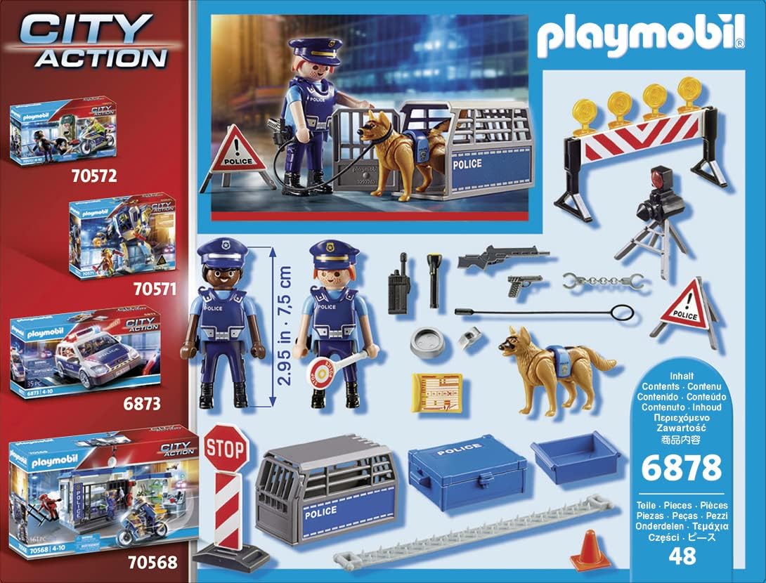Detalle 2 de PLAYMOBIL City Action 6878: Control de Policía 🚓 diversión segura