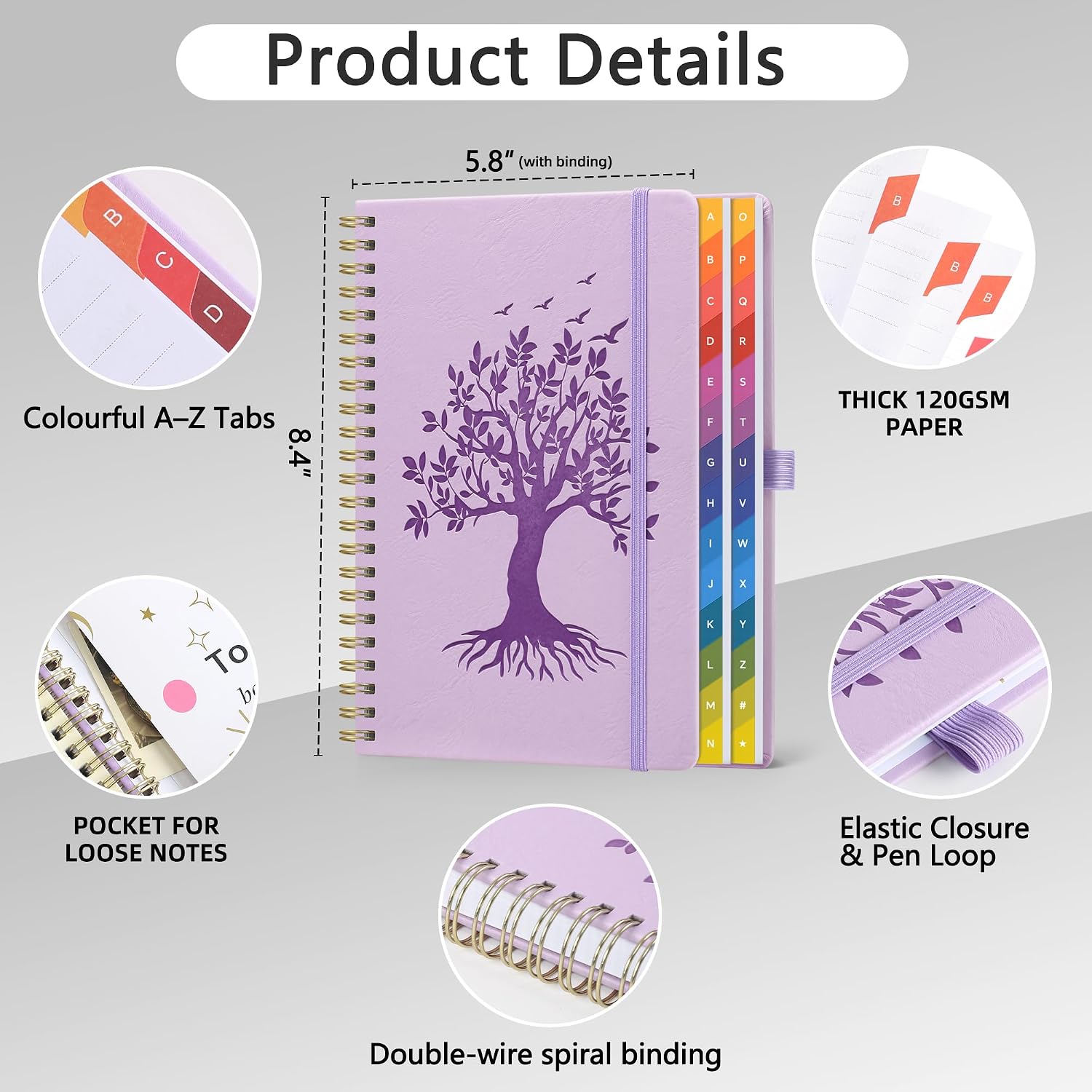 Detalle de ZXHQ Password Book, 5.8" x 8.4", A–Z Tabs and 120 GSM Paper
