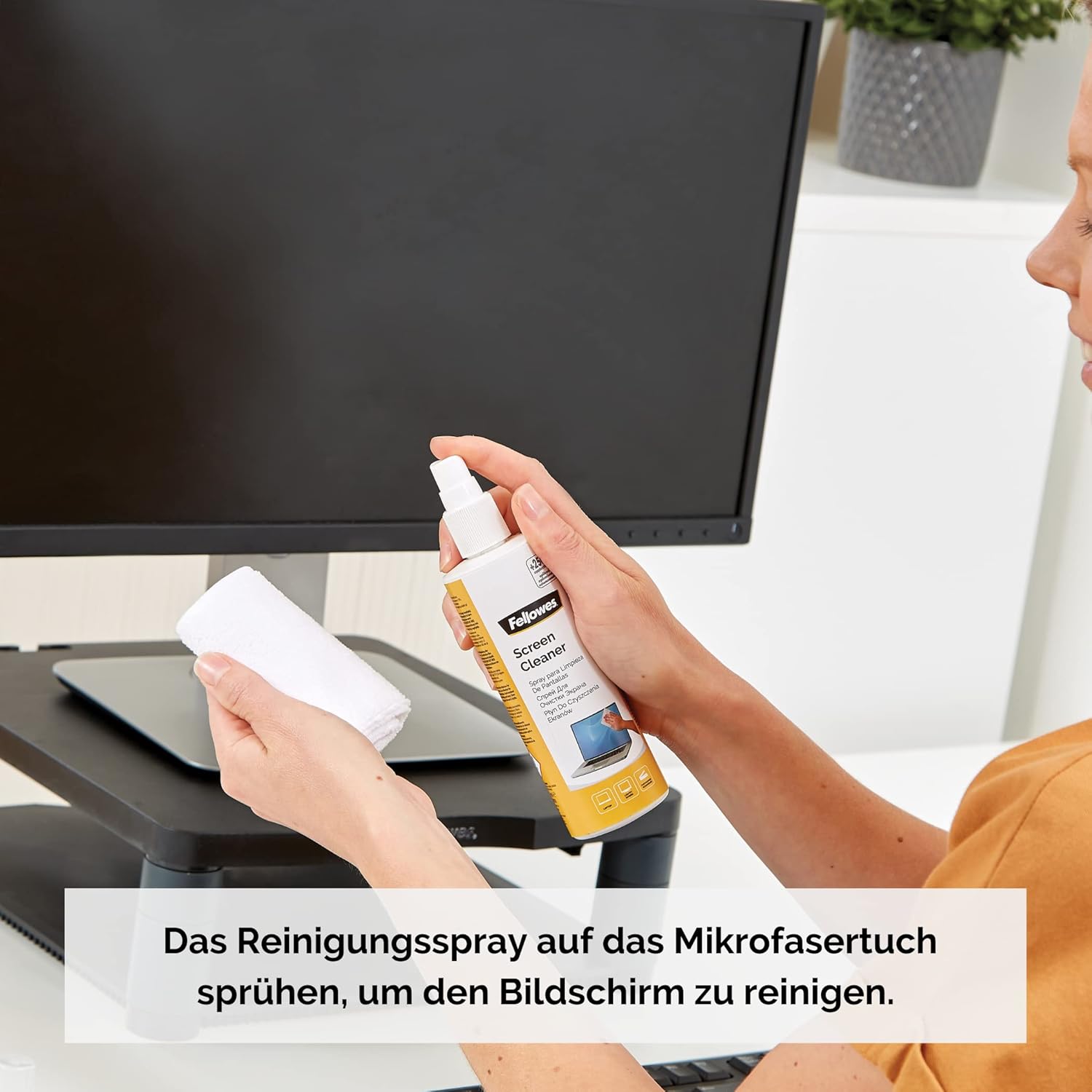 Detalle 2 de Fellowes Lot de 6 Spray Nettoyant pour Écrans – Écrans d’ordinateur, PC portables et appareils mobiles (250 ml)