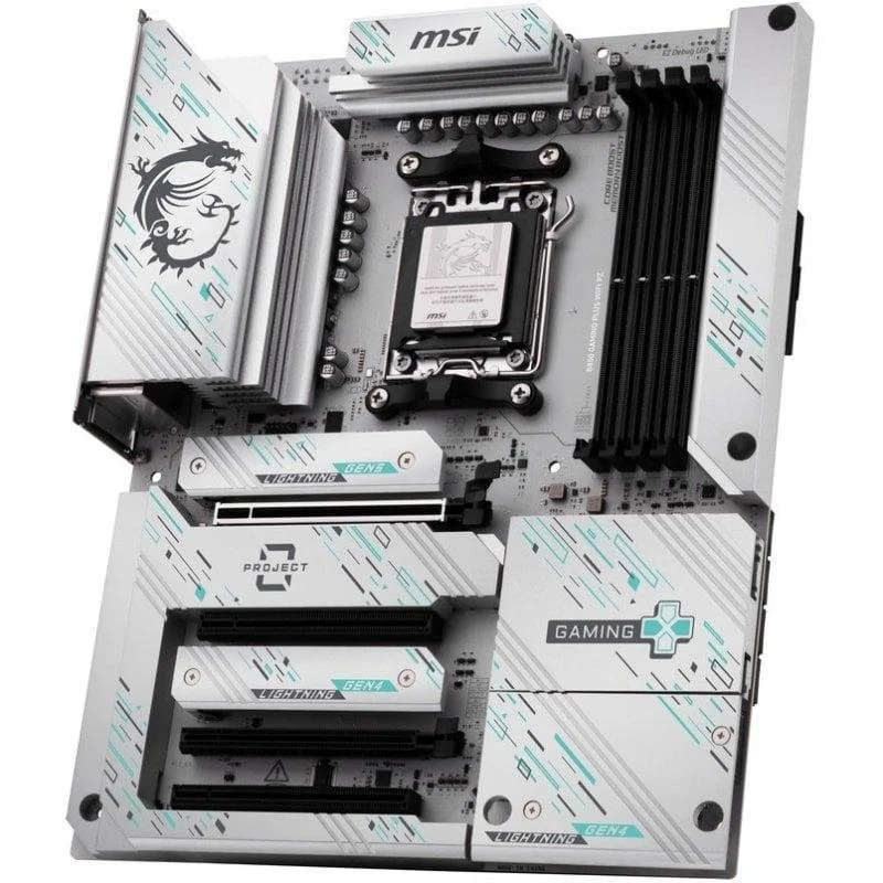 Detalle de MSI B850 GAMING PLUS WIFI PZ: placa AM5 DDR5 ATX con WiFi 7 y PCIe 5.0 para Ryzen